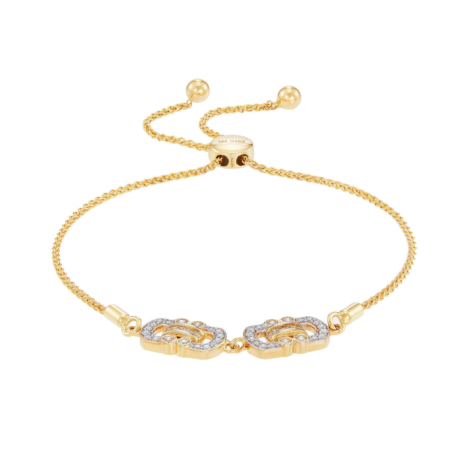 Baguette and Round Diamond Bolo Bracelet in 585/14K Yellow Gold 681330124