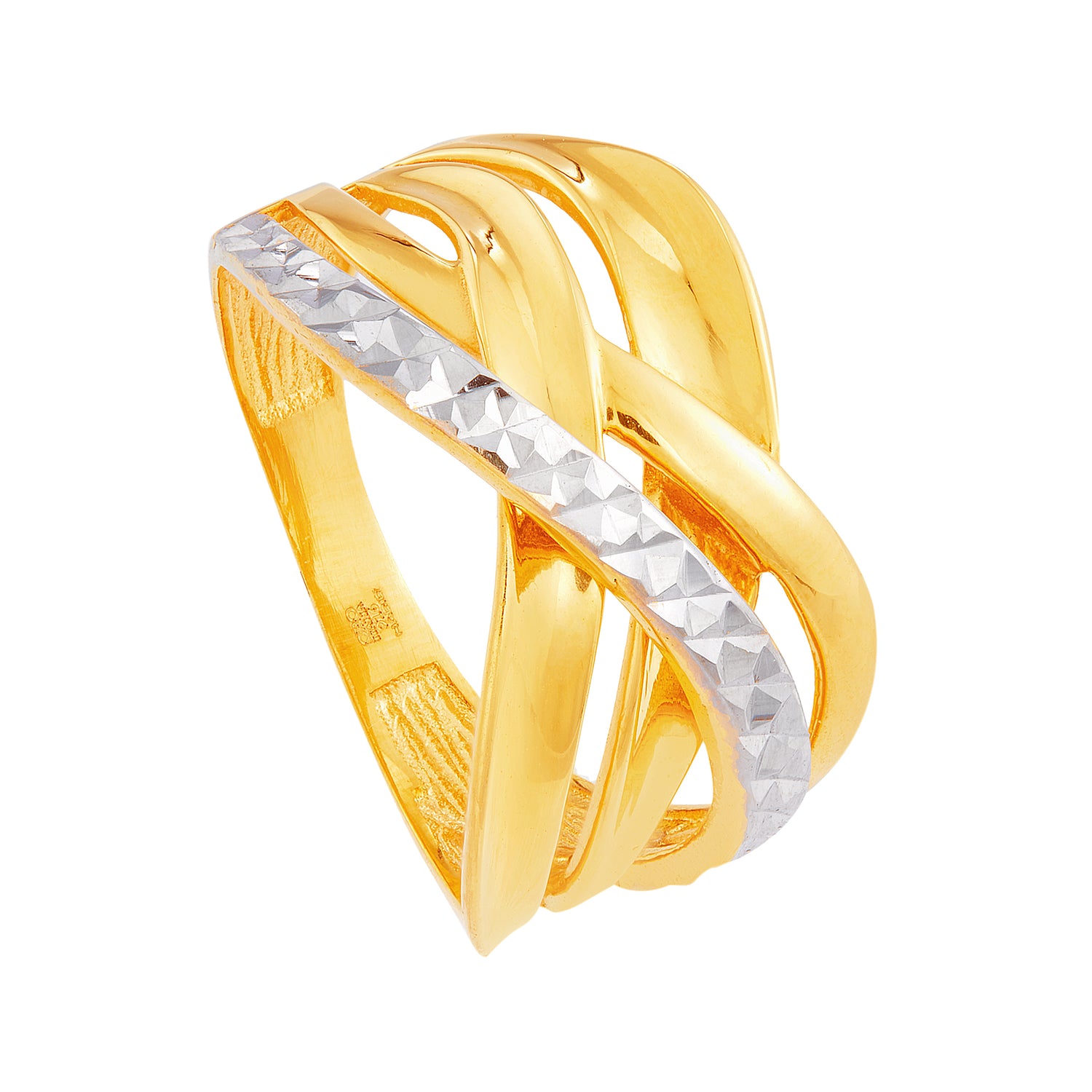 Oro Italia 916 Yellow and White Gold Ring GR53281123(YW)-BI (22K Gold)