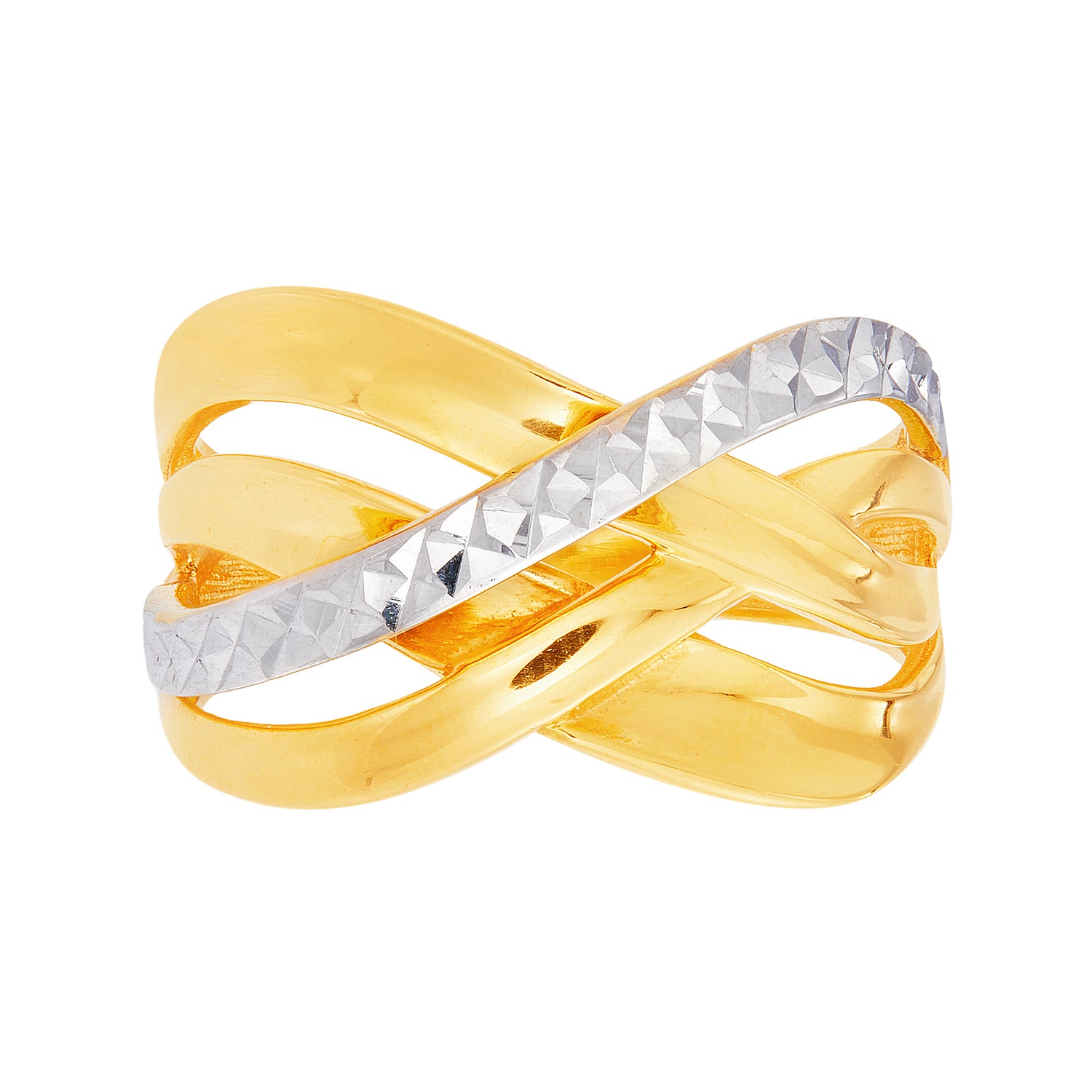 Oro Italia 916 Yellow and White Gold Ring GR53281123(YW)-BI (22K Gold)