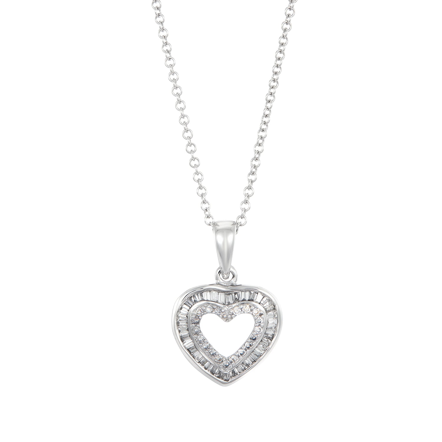 Tapered and Diamond Necklace in 750/18K White Gold 560160723