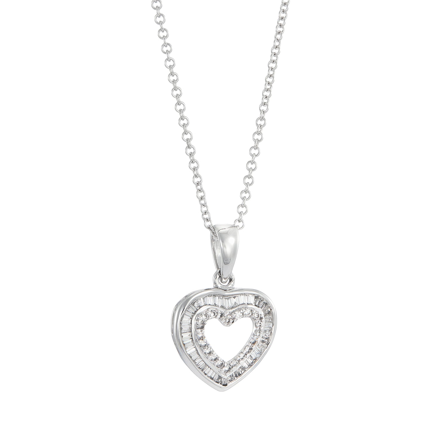 Tapered and Diamond Necklace in 750/18K White Gold 560160723