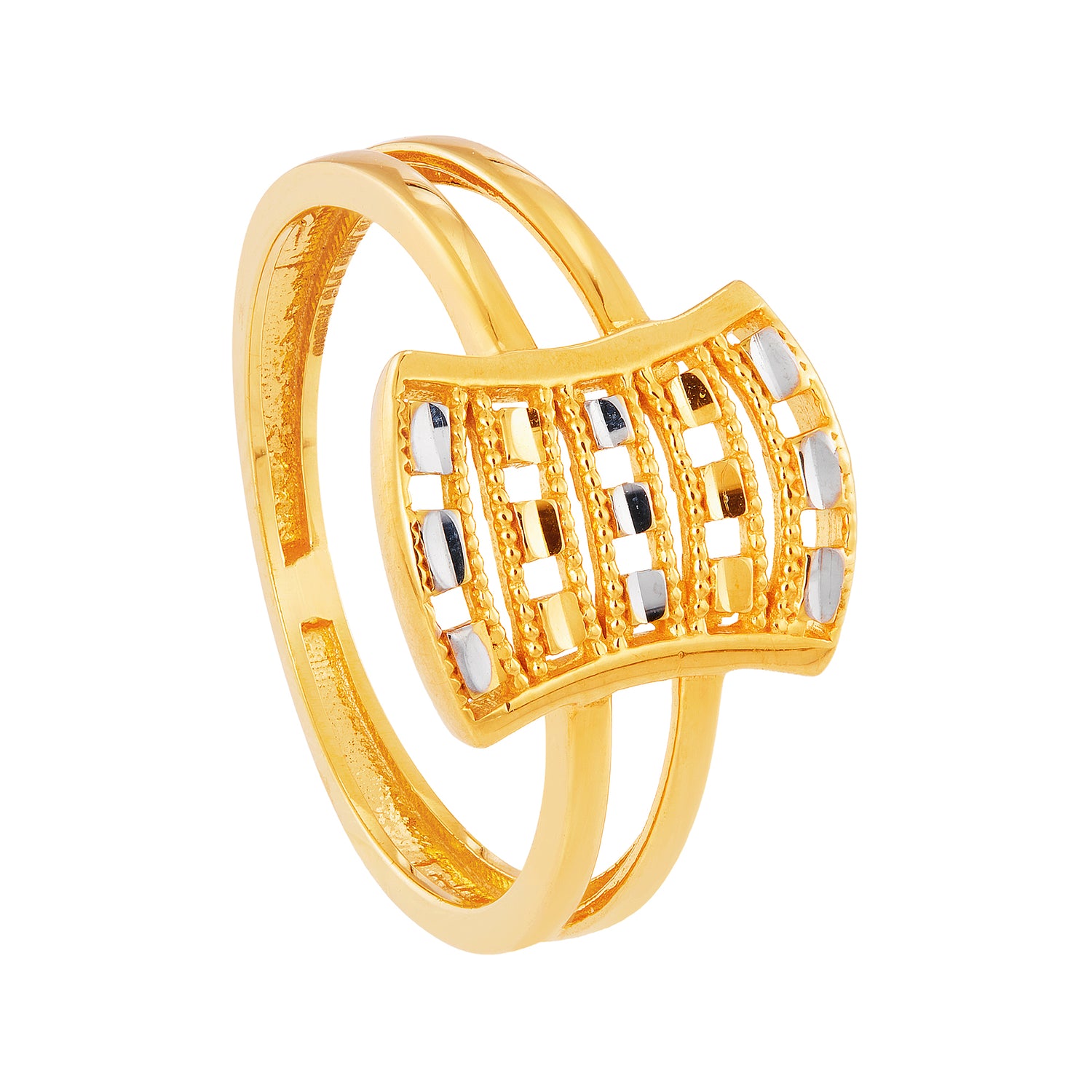 Oro Italia 916 Yellow and White Gold Ring GR53421223(YW)-BI (22K Gold)