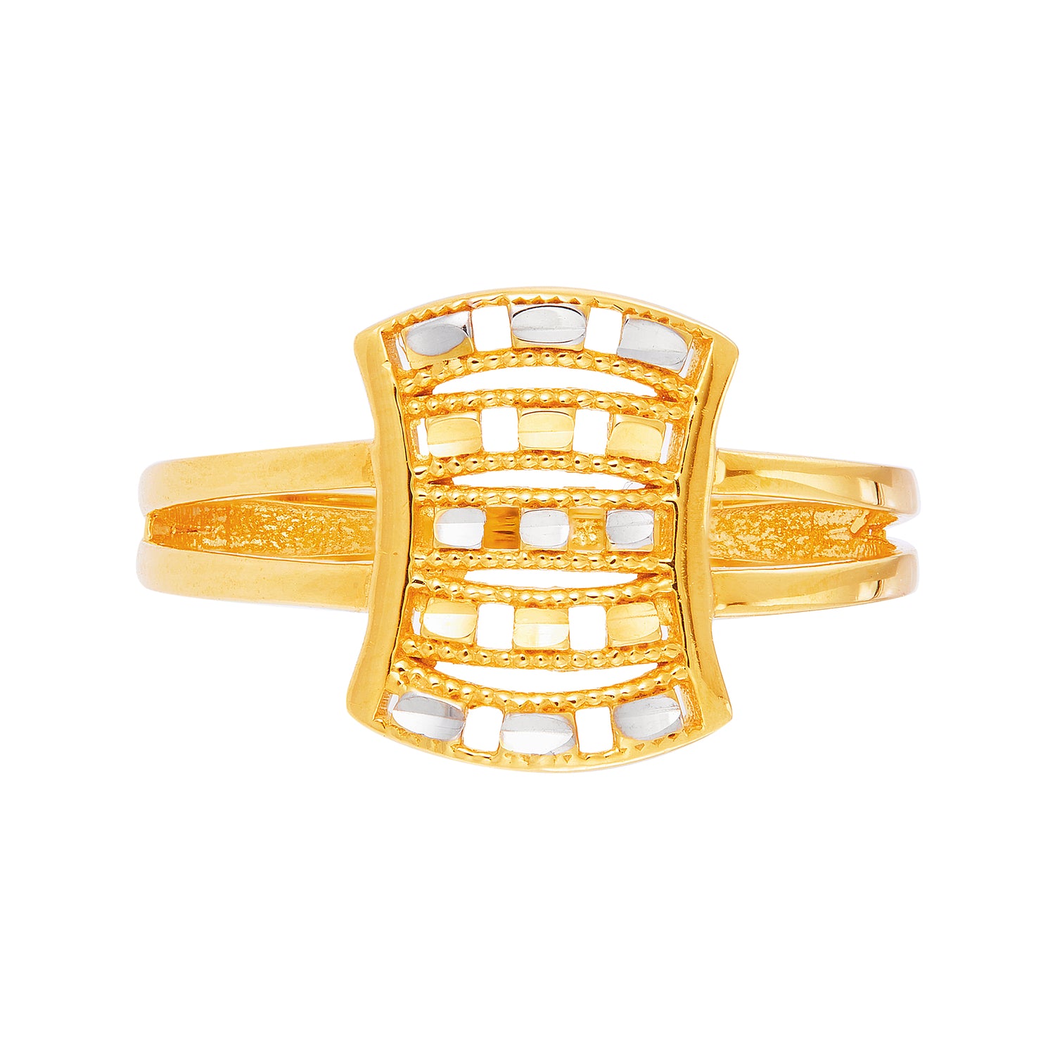Oro Italia 916 Yellow and White Gold Ring GR53421223(YW)-BI (22K Gold)