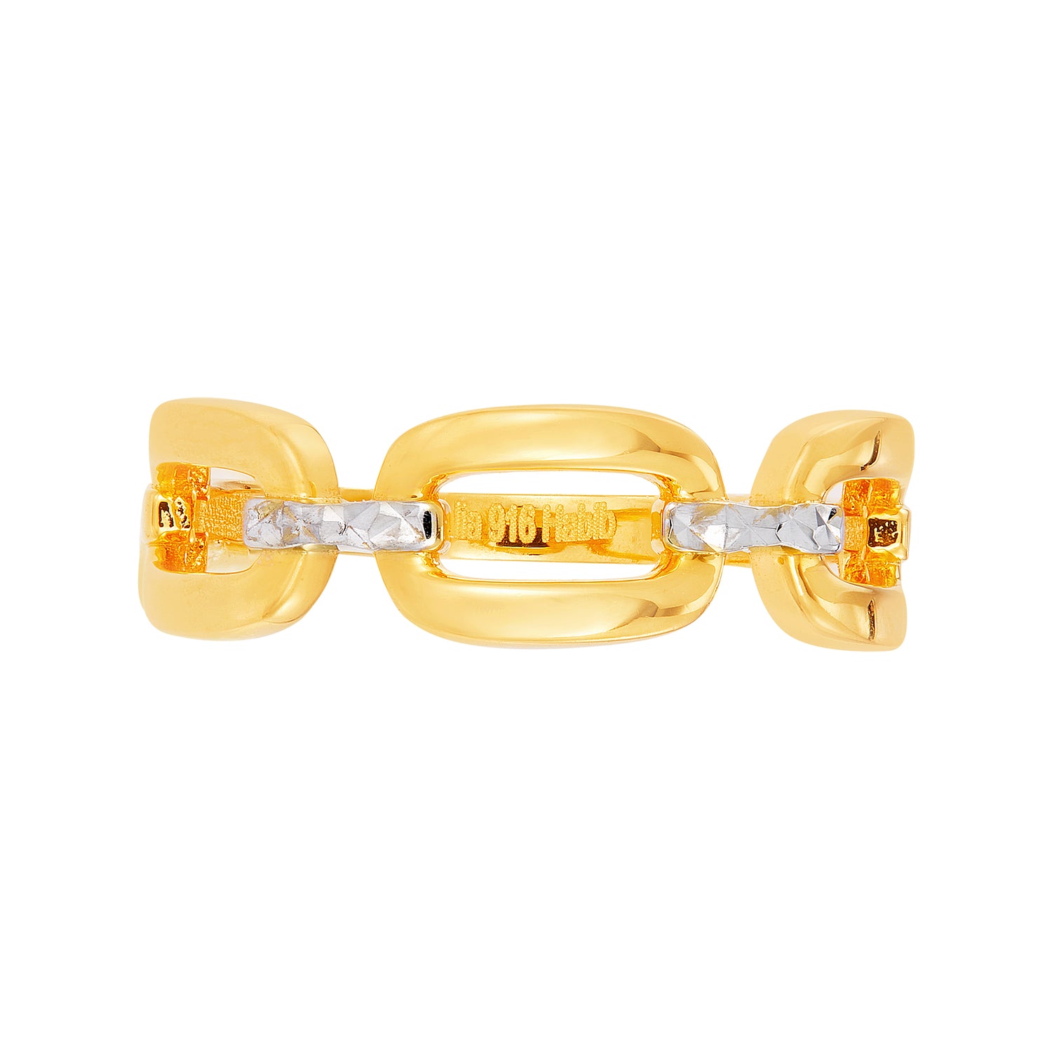 Oro Italia 916 Yellow and White Gold Ring GR52691023(YW)-BI (22K Gold)
