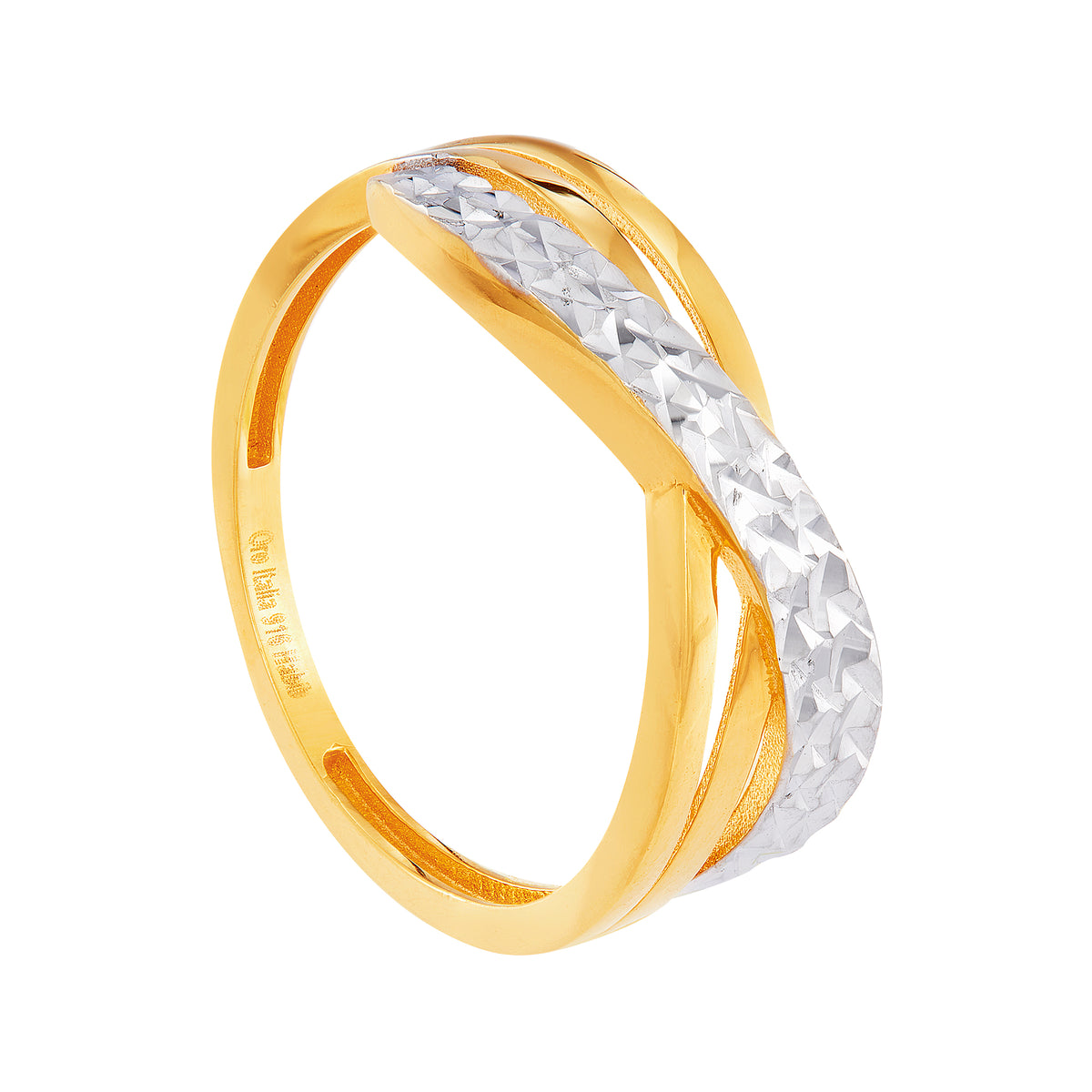 Oro Italia 916 Yellow and White Gold Ring GR53471223(YW)-BI (22K Gold)