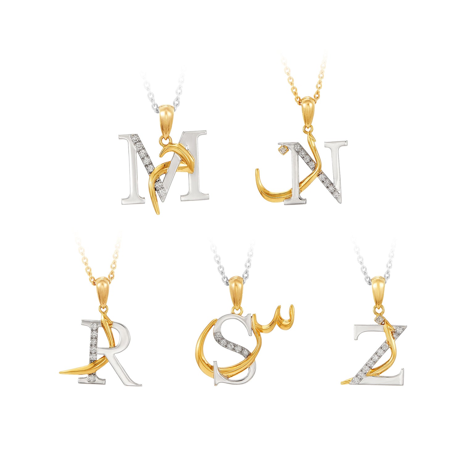 TULUS | Diamond Necklace in 375/9K Yellow and White Gold (Alphabet) 560710