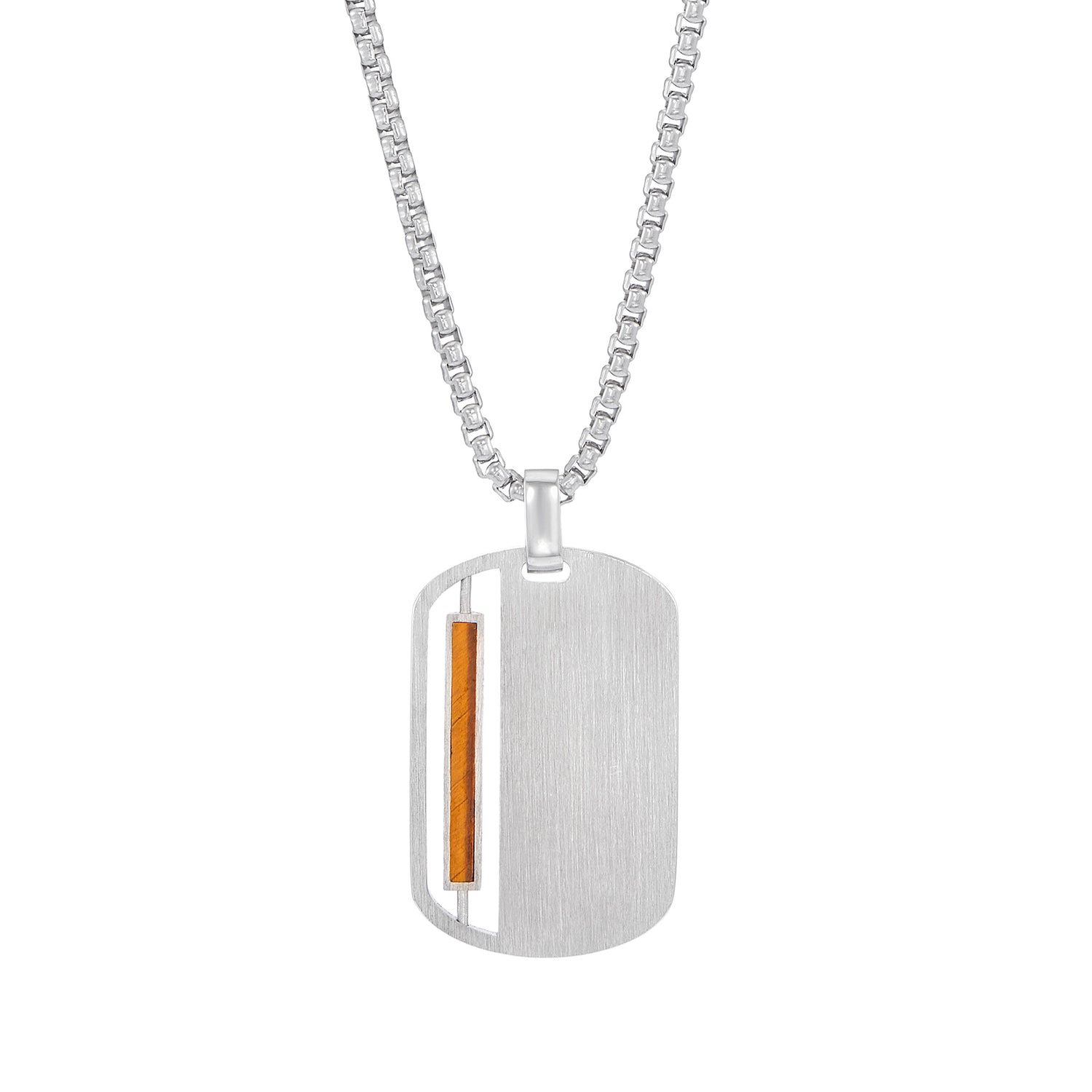 Fancy Tiger's Eye Men's Necklace in 925 Silver Palladium 560630424(PLD)-TIGE