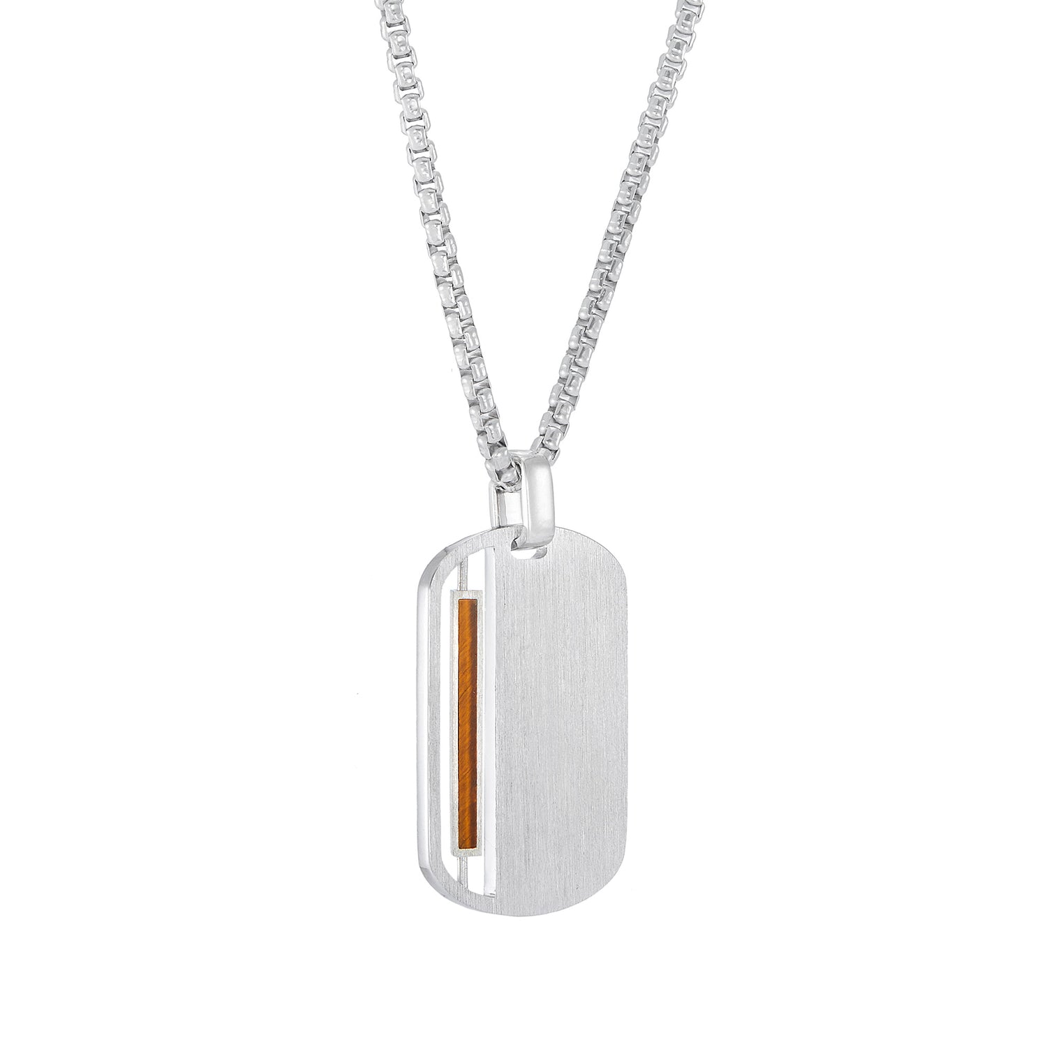 Fancy Tiger's Eye Men's Necklace in 925 Silver Palladium 560630424(PLD)-TIGE