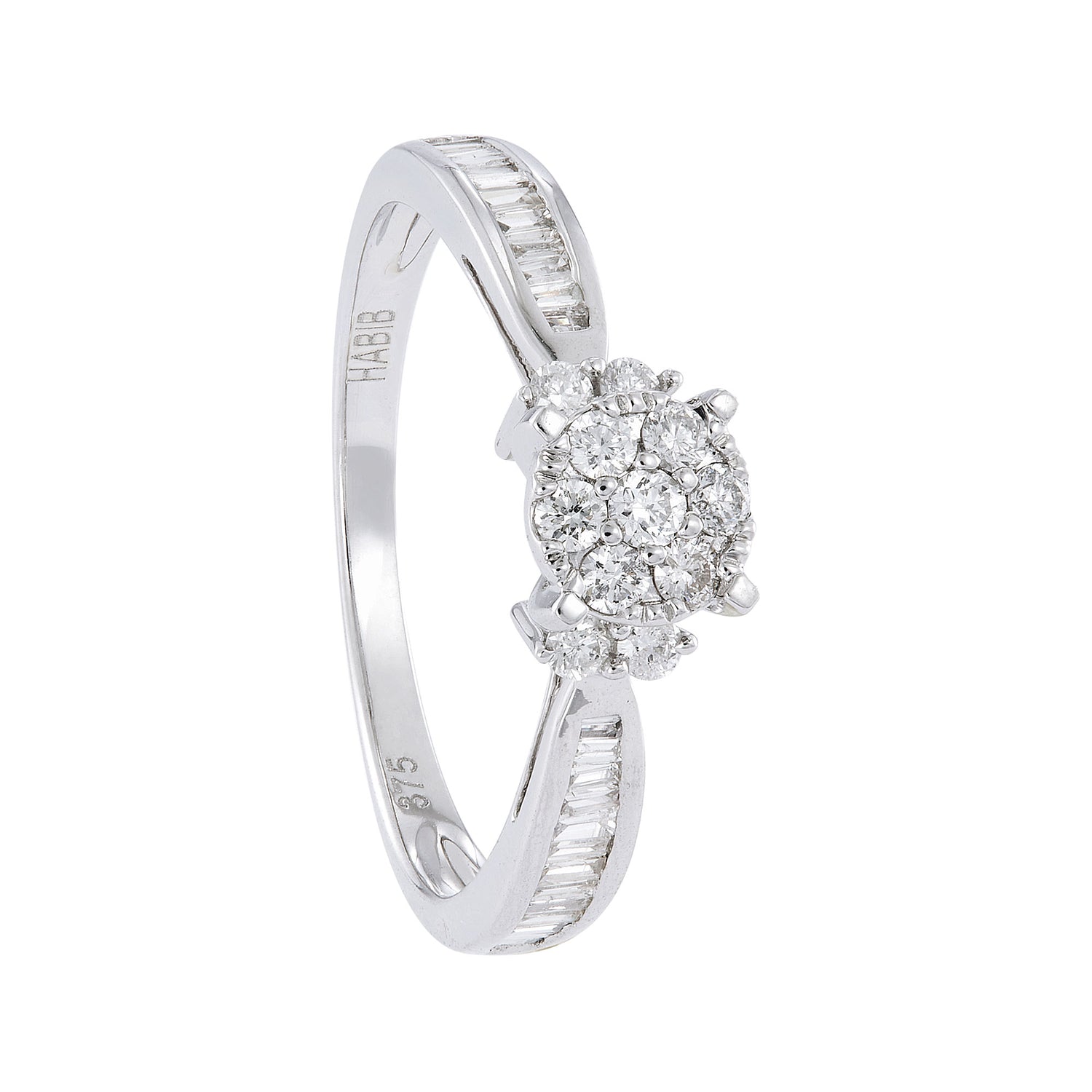 Baguette and Round Diamond Ring in 375/9K White Gold 264010422