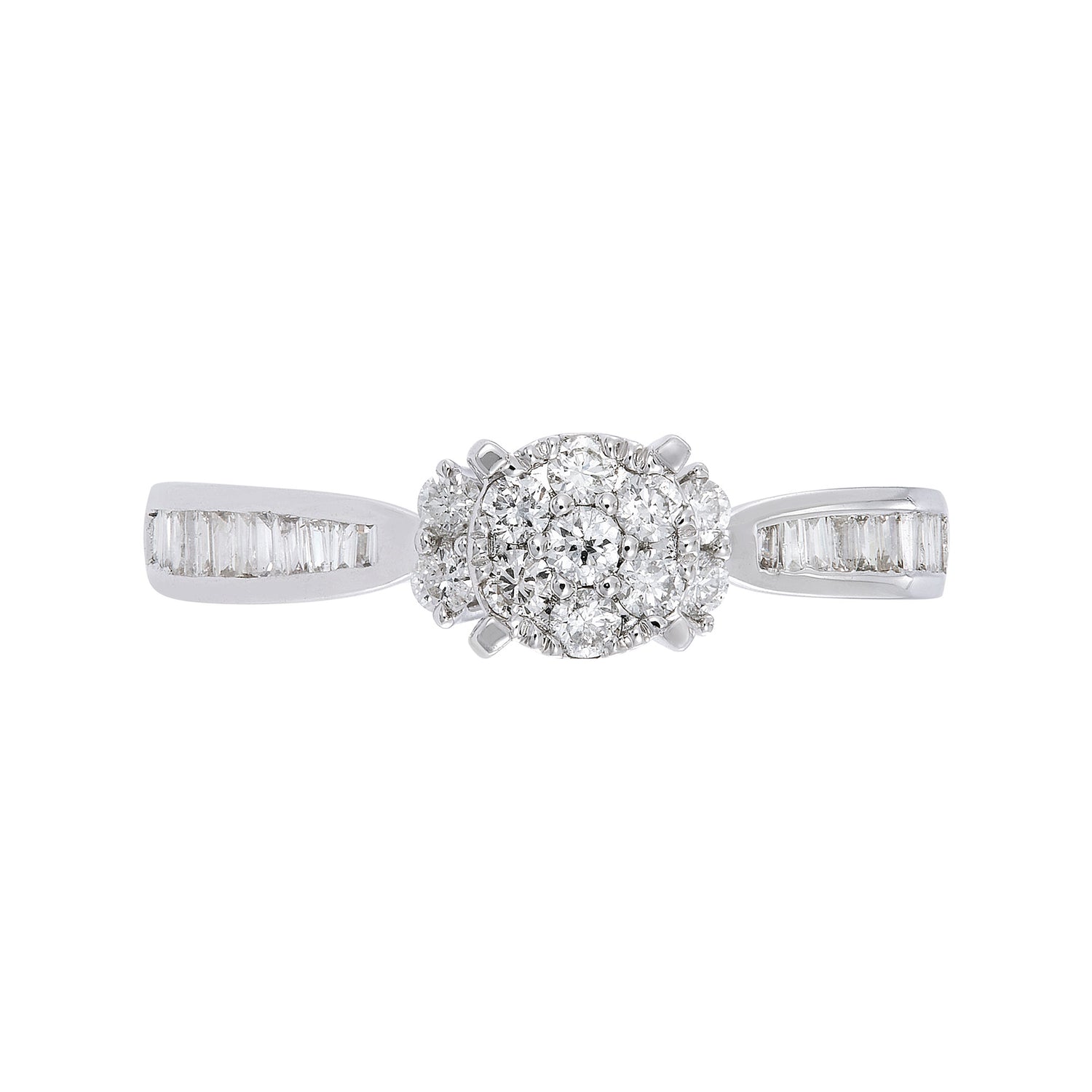 Baguette and Round Diamond Ring in 375/9K White Gold 264010422