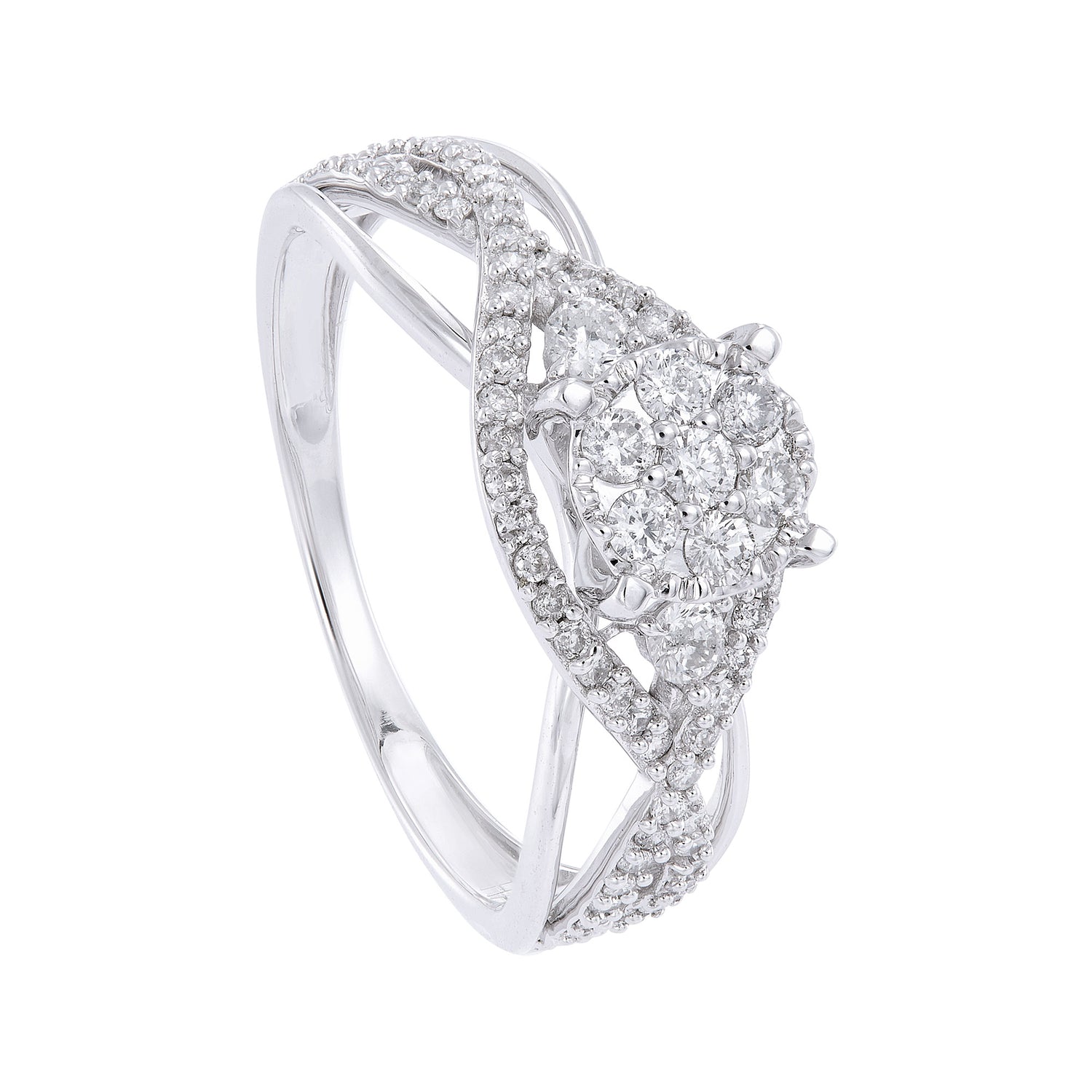 Beads Split Diamond Ring in 375/9K White Gold 265001022