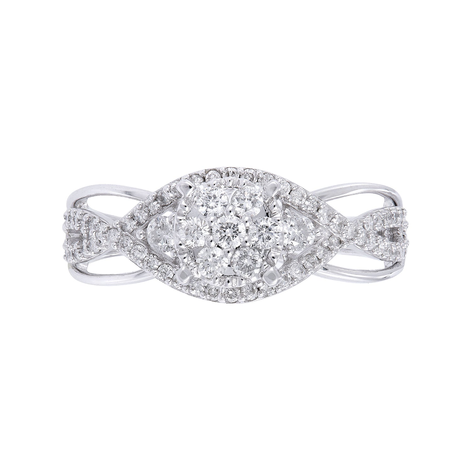 Beads Split Diamond Ring in 375/9K White Gold 265001022