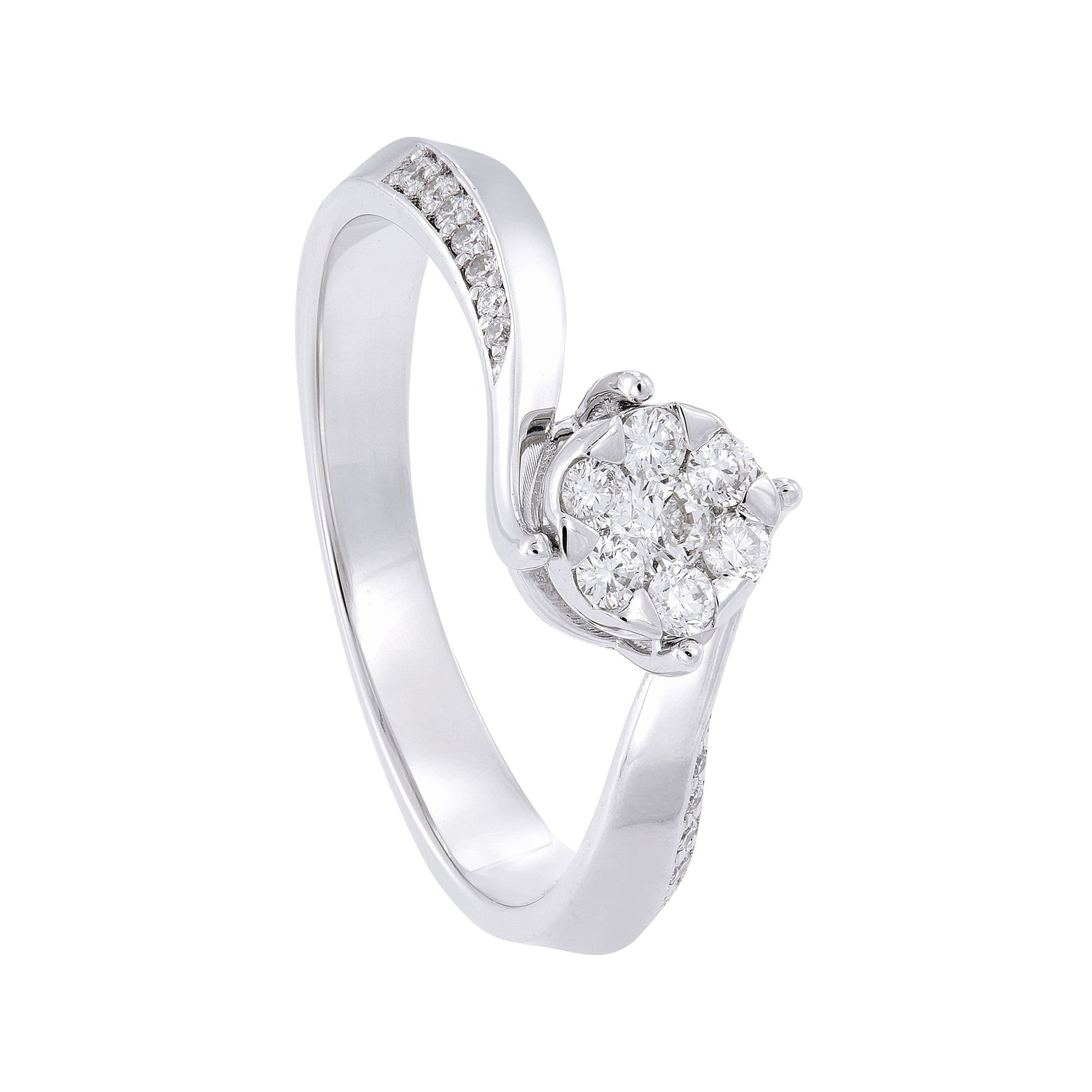Round Diamond Ring in 750/18K White Gold 264971022