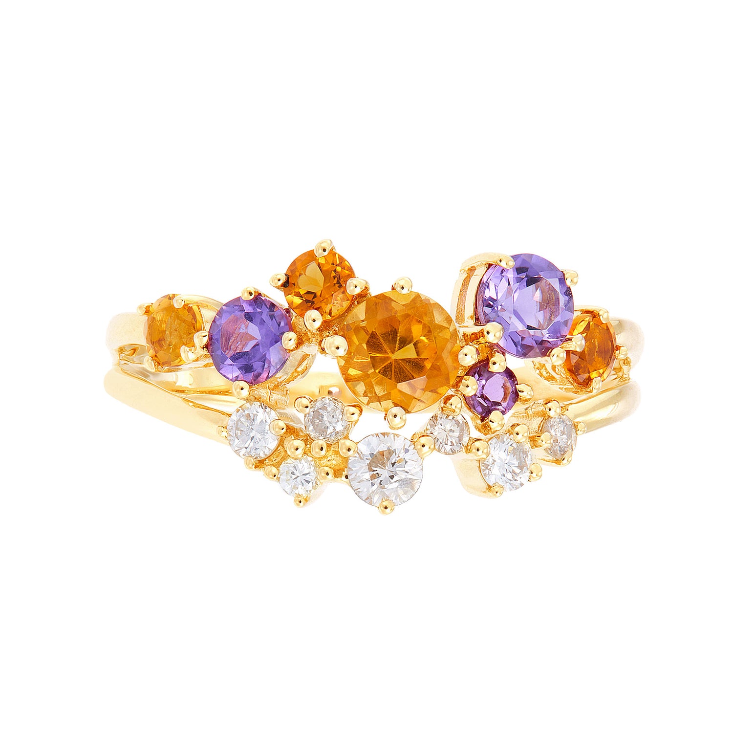 CHIC | Multi-Coloured Gemstone (Amethyst, Citrine and Diamond) Ring in 375/9K Yellow Gold 263140722(YG)-MULTI