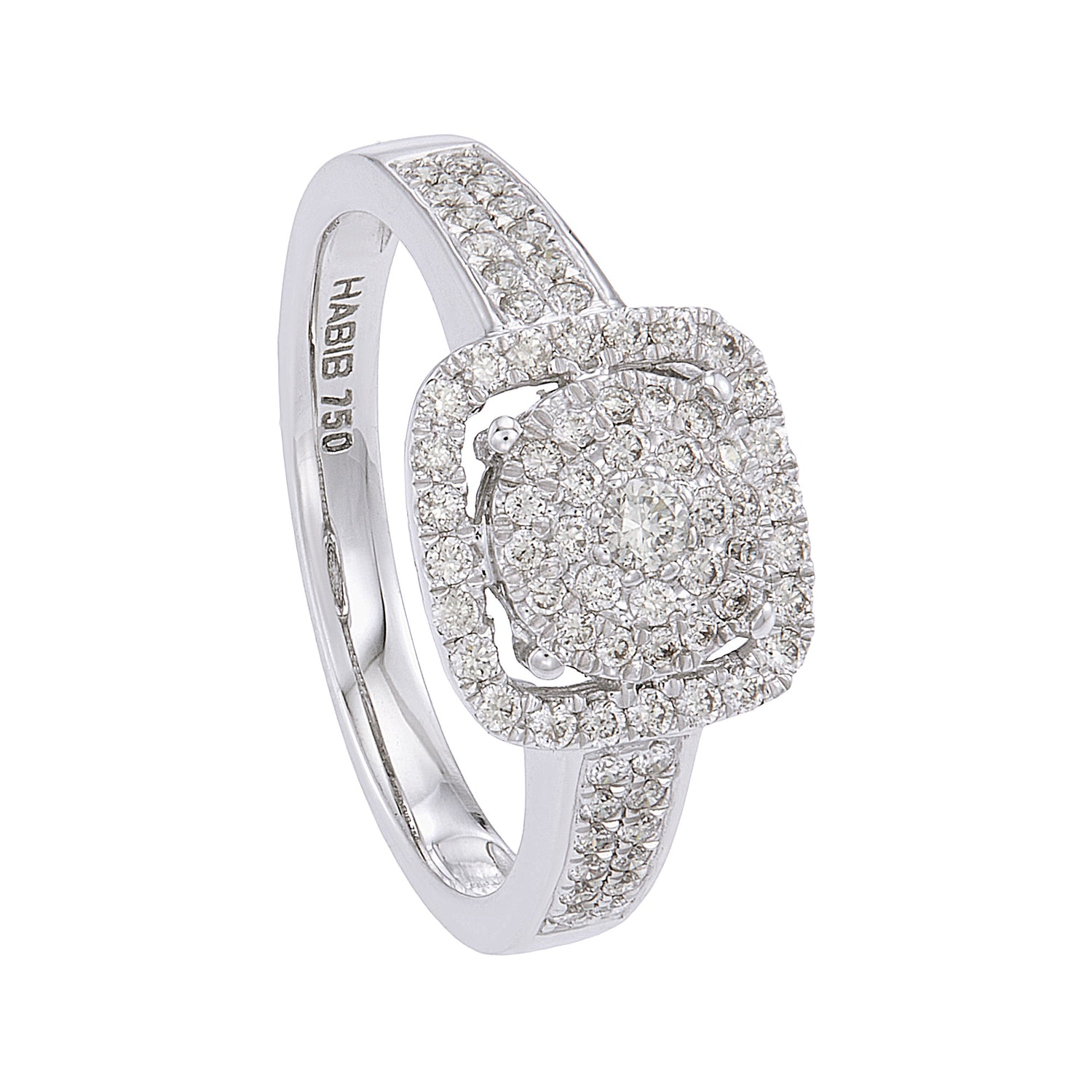 Fancy Halo Diamond Ring in 750/18K White Gold 23973