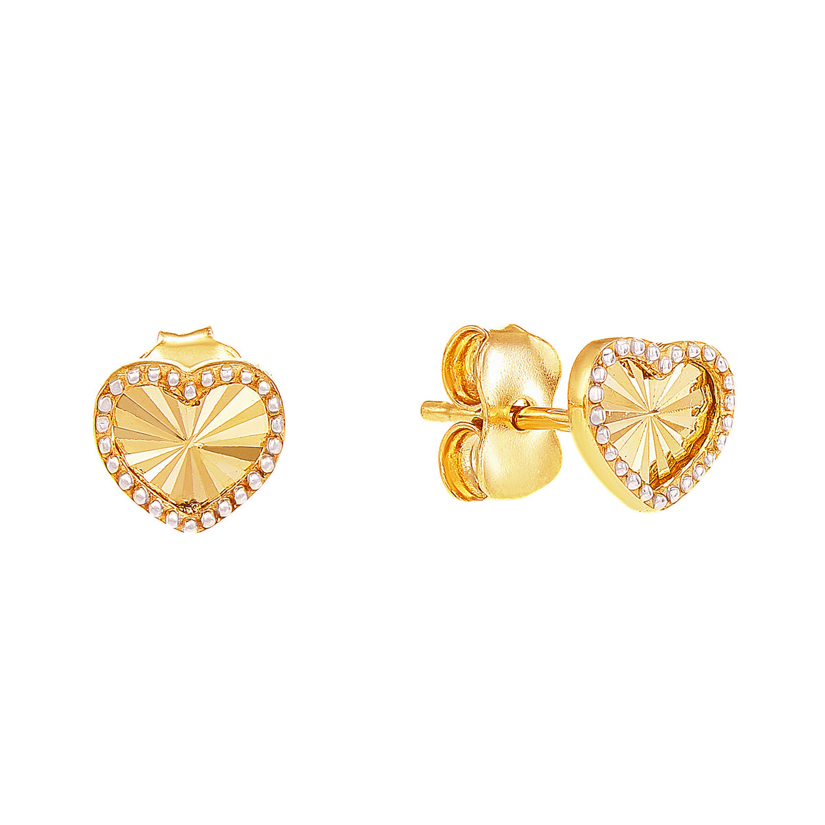 Oro Italia 916 Yellow and White Gold Earrings (Heart) GE71080220-BI (22K Gold)