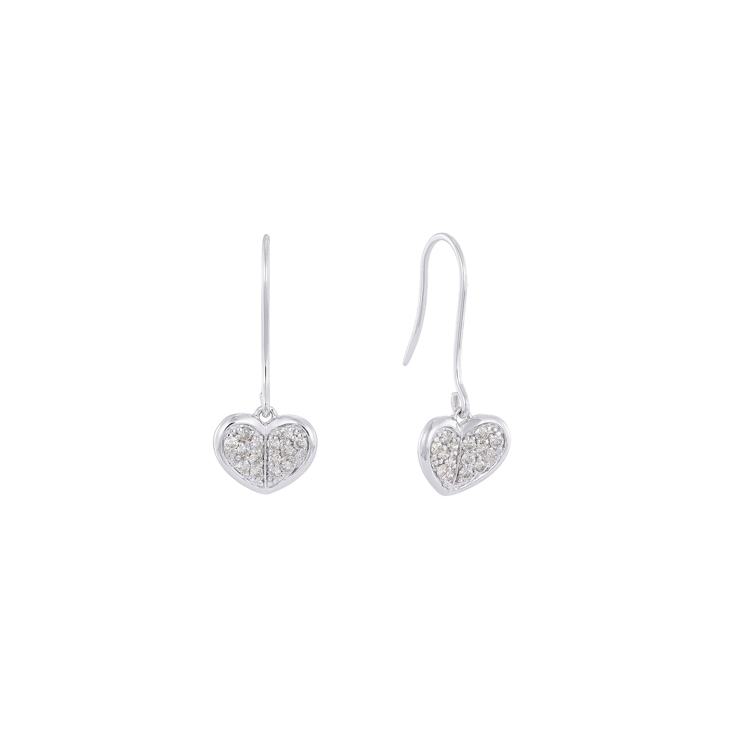 Heart Diamond Earrings in 375/9K White Gold 45506