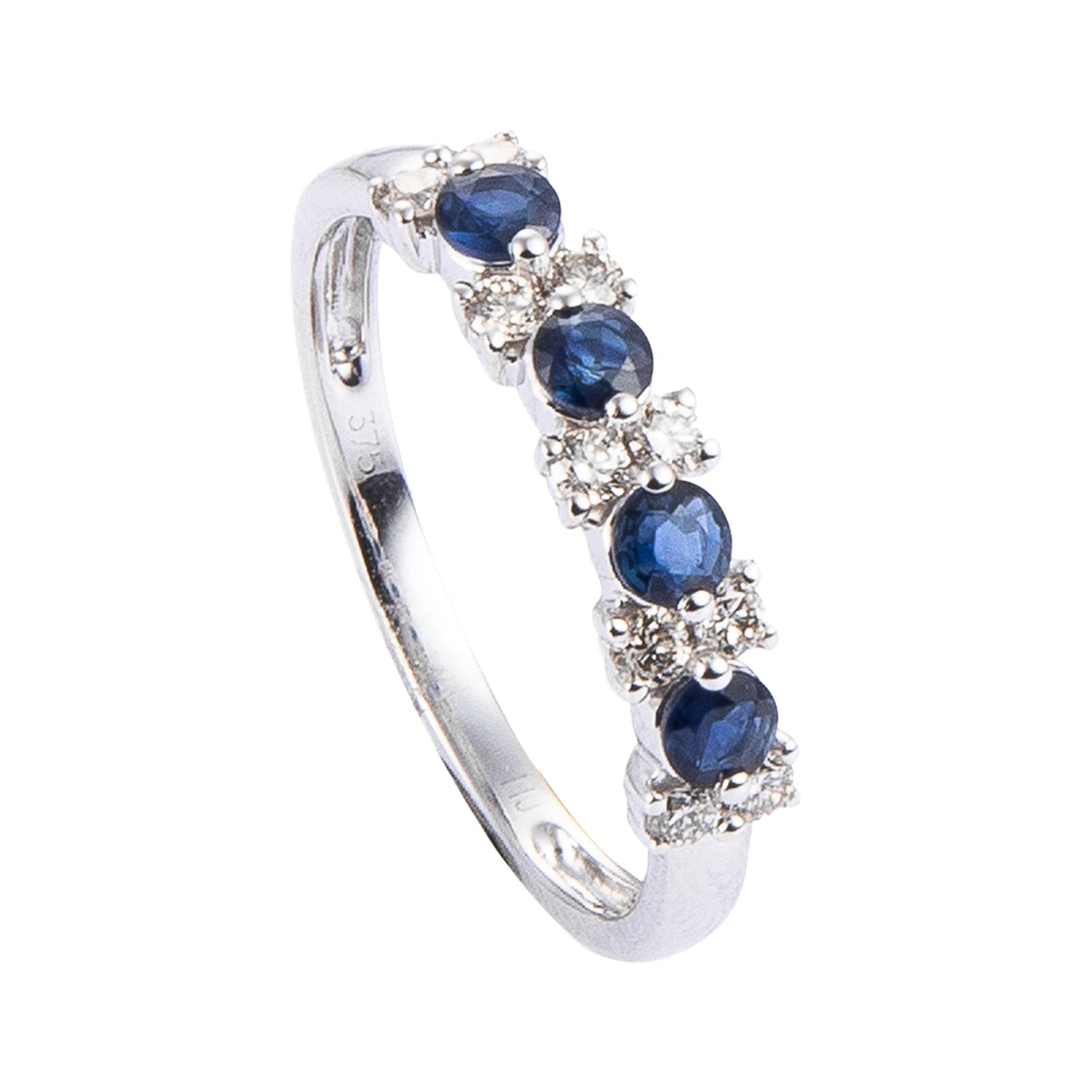 Blue Sapphire Diamond Ring in 375/9K White Gold 25111-BS