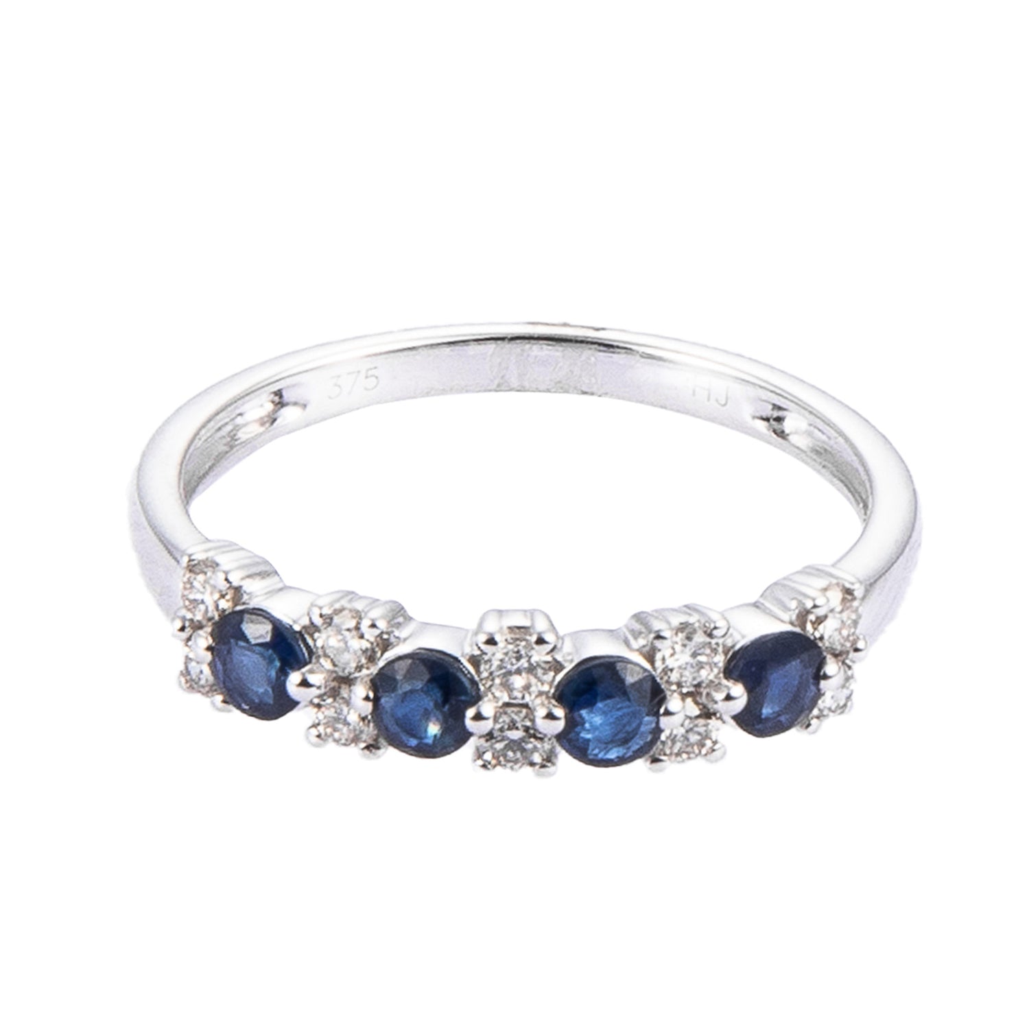 Blue Sapphire Diamond Ring in 375/9K White Gold 25111-BS