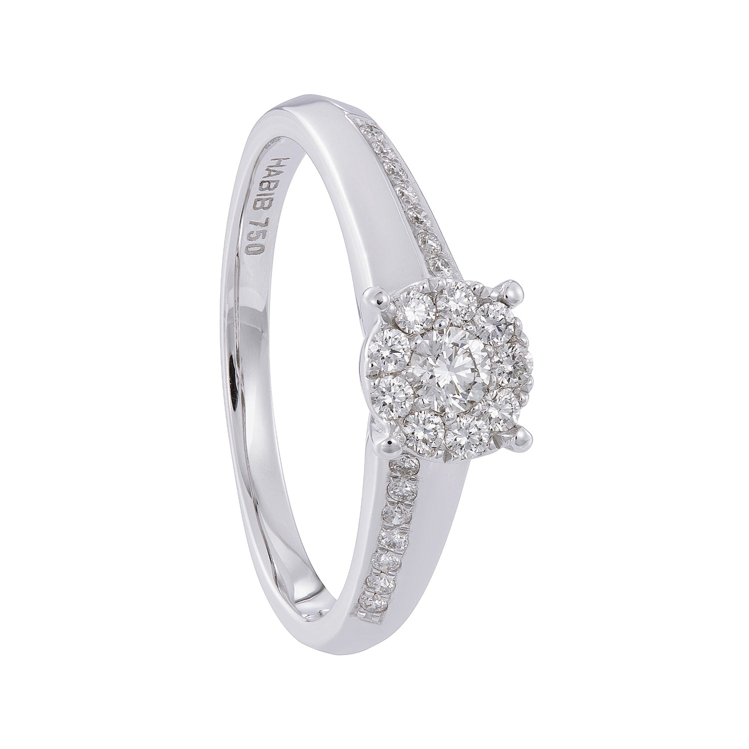 POLARIS | Round Diamond Ring in 750/18K White Gold 24080