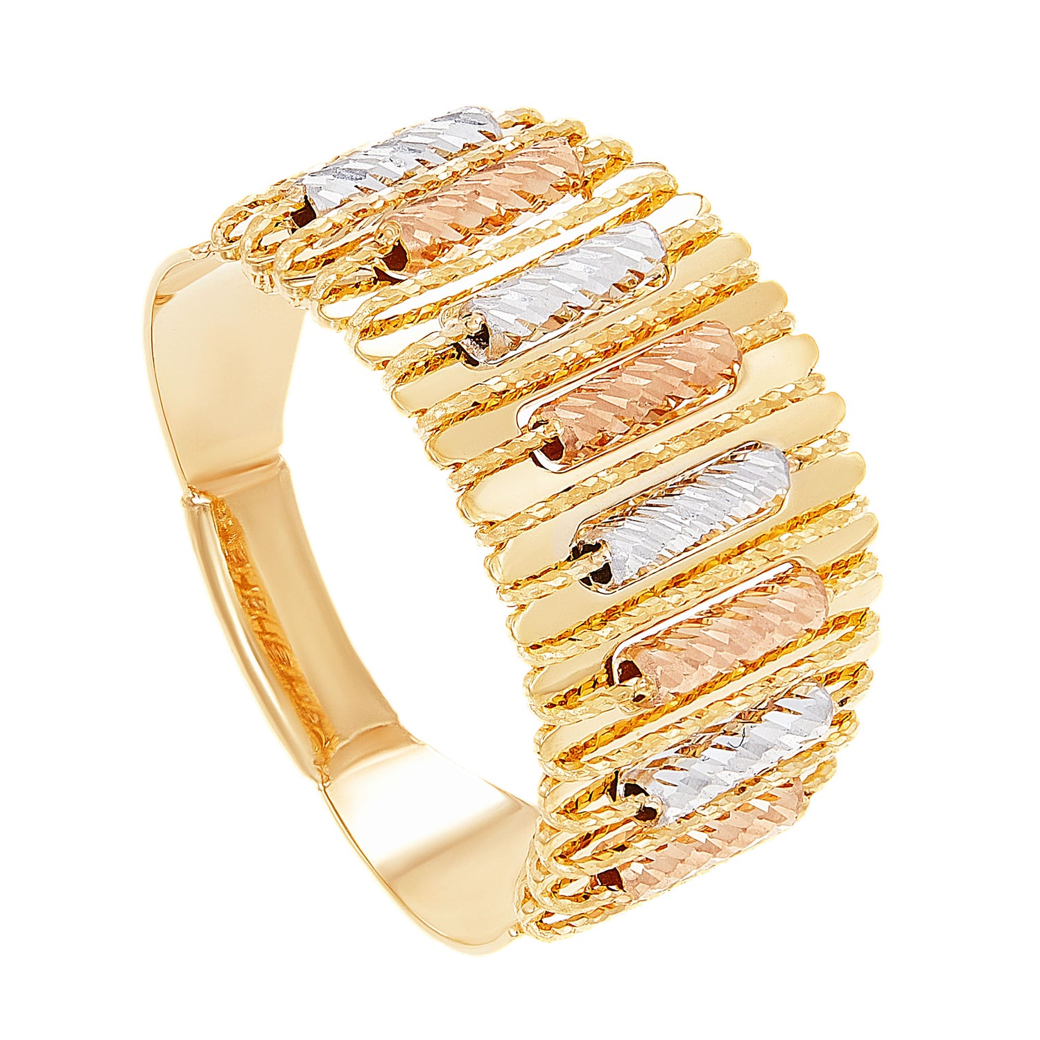 SICILIA | Oro Italia 916 White, Yellow and Rose Gold Ring GR4270-TI (22K Gold)