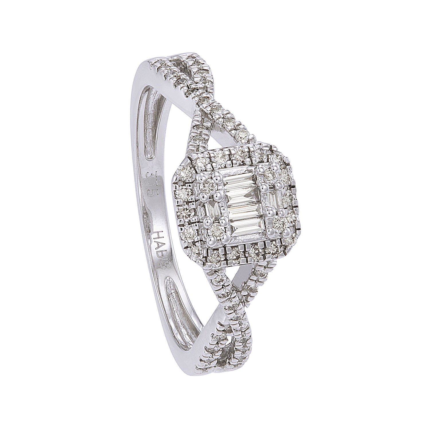 FIRE ON ICE | Baguette and Diamond Ring in 375/9K White Gold 24946