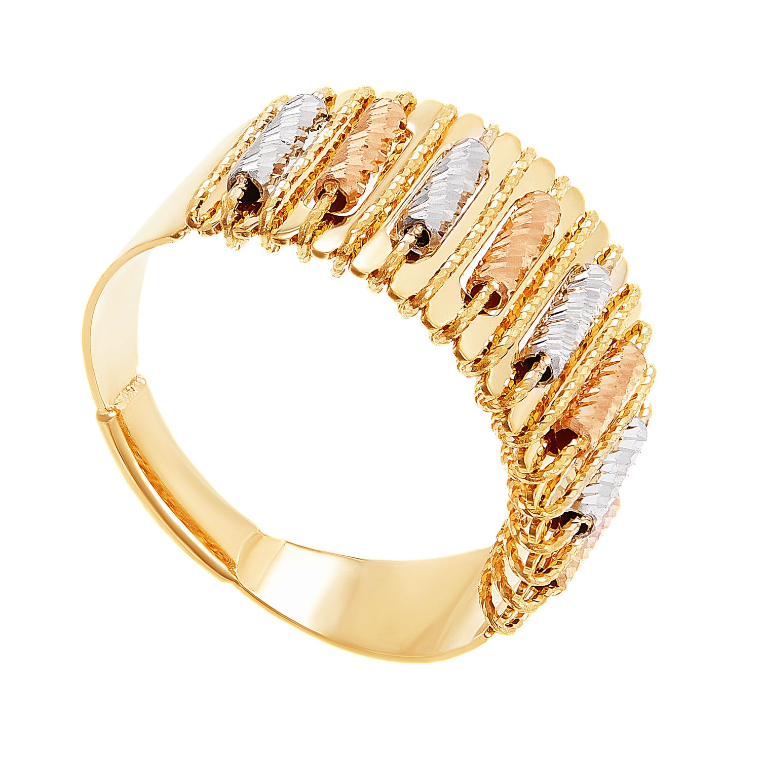 SICILIA | Oro Italia 916 White, Yellow and Rose Gold Ring GR4270-TI (22K Gold)