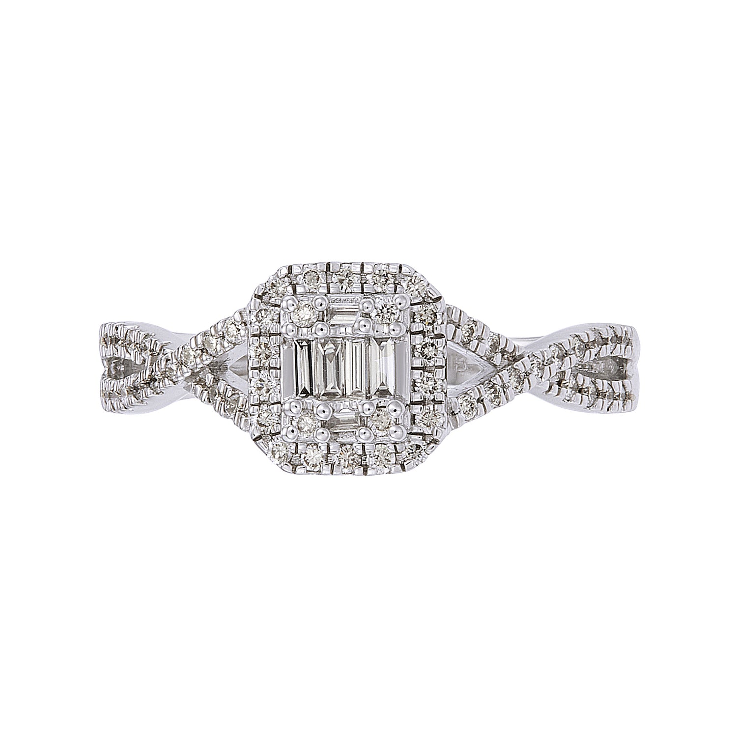 FIRE ON ICE | Baguette and Diamond Ring in 375/9K White Gold 24946