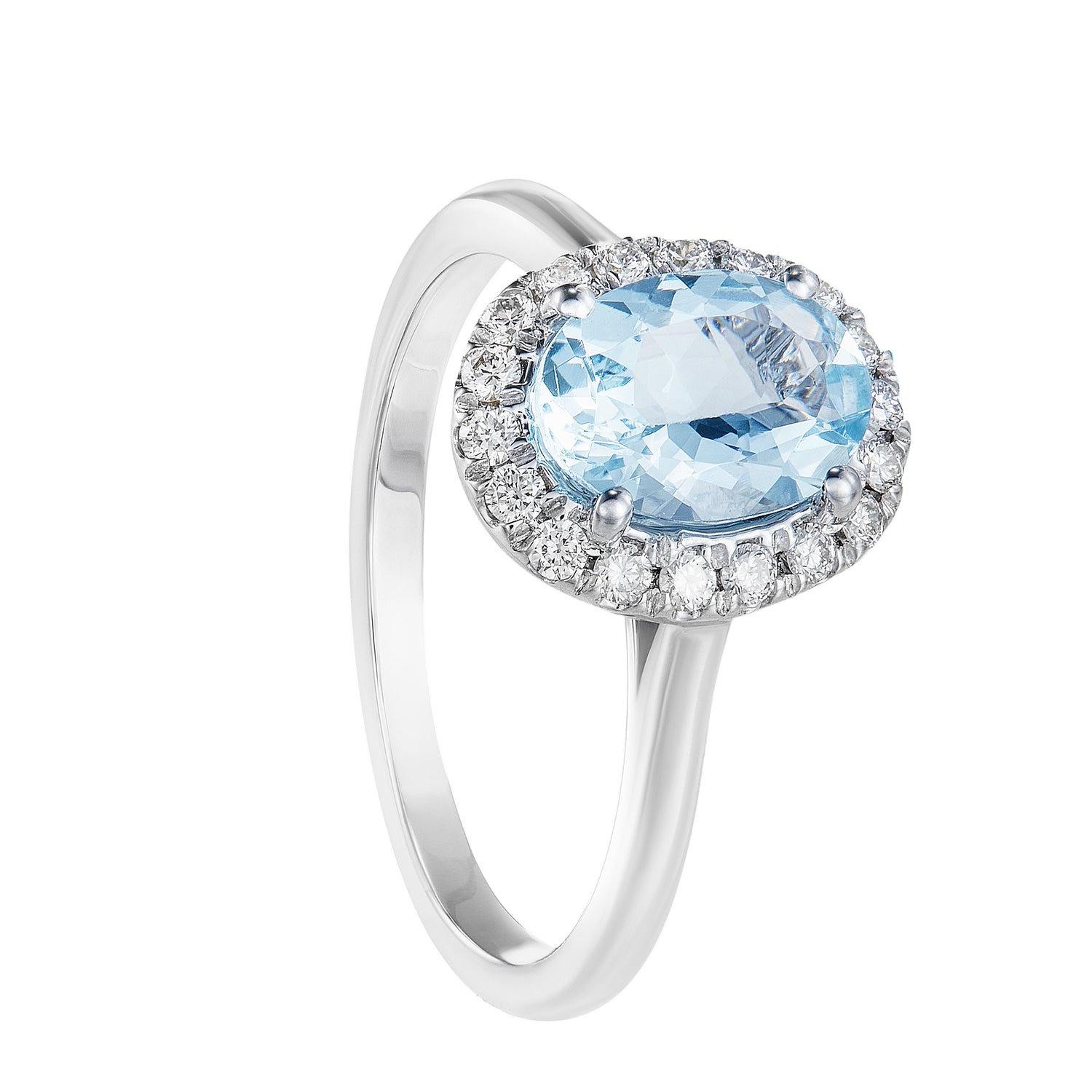 Aquamarine Oval Cut Halo Diamond Ring 260120321