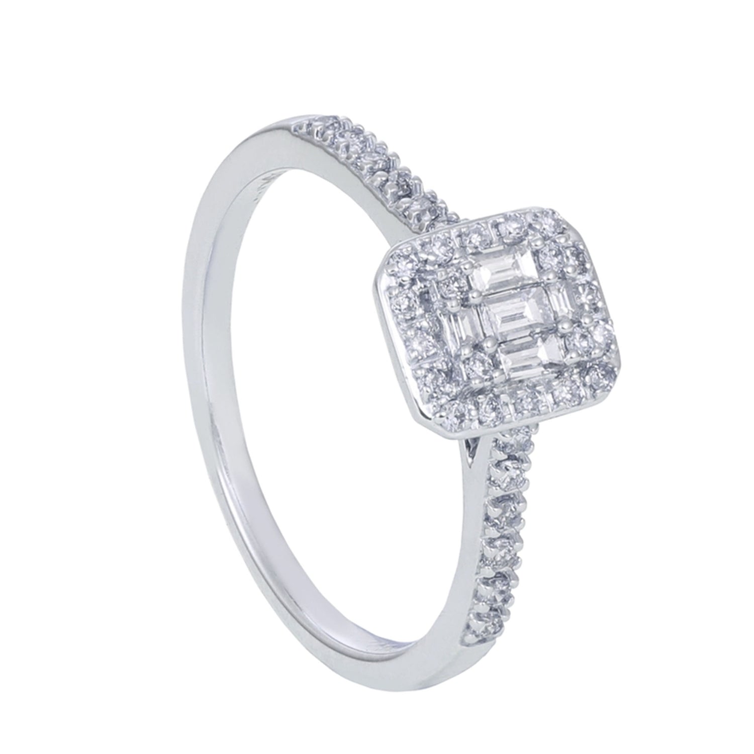 FIRE ON ICE | Baguette and Round Diamond Ring in 375/9K White Gold 24945