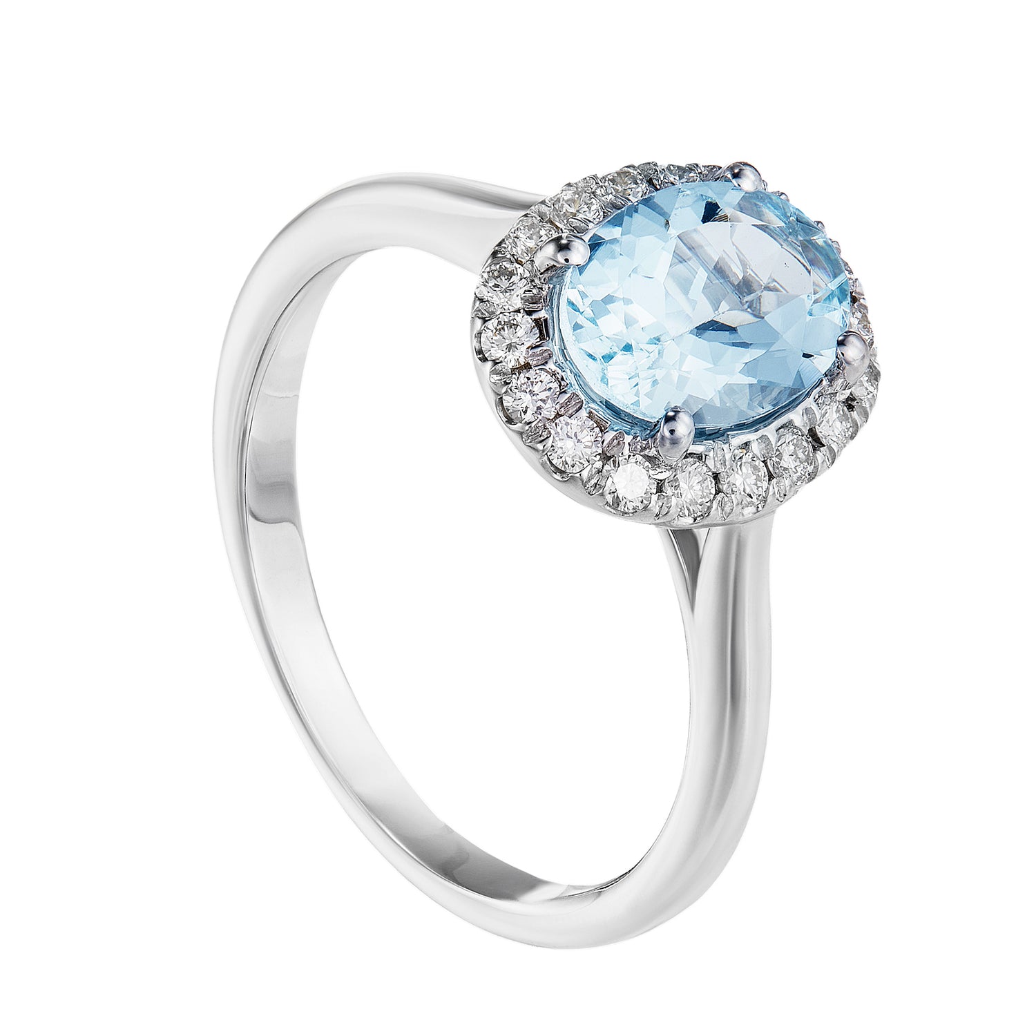Aquamarine Oval Cut Halo Diamond Ring 260120321