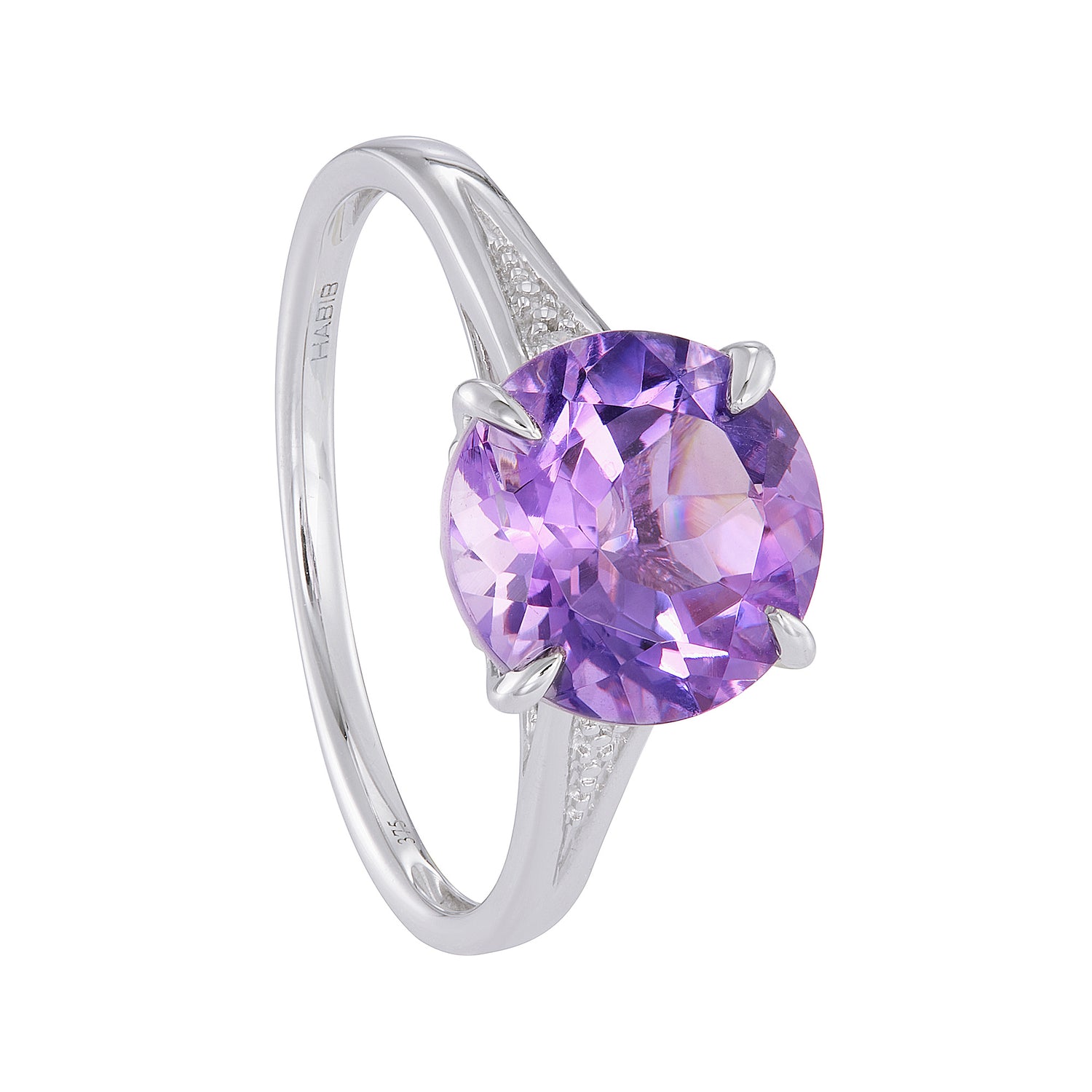 Round Purple Amethyst and Diamond Ring in 375/9K White Gold 24692(R)
