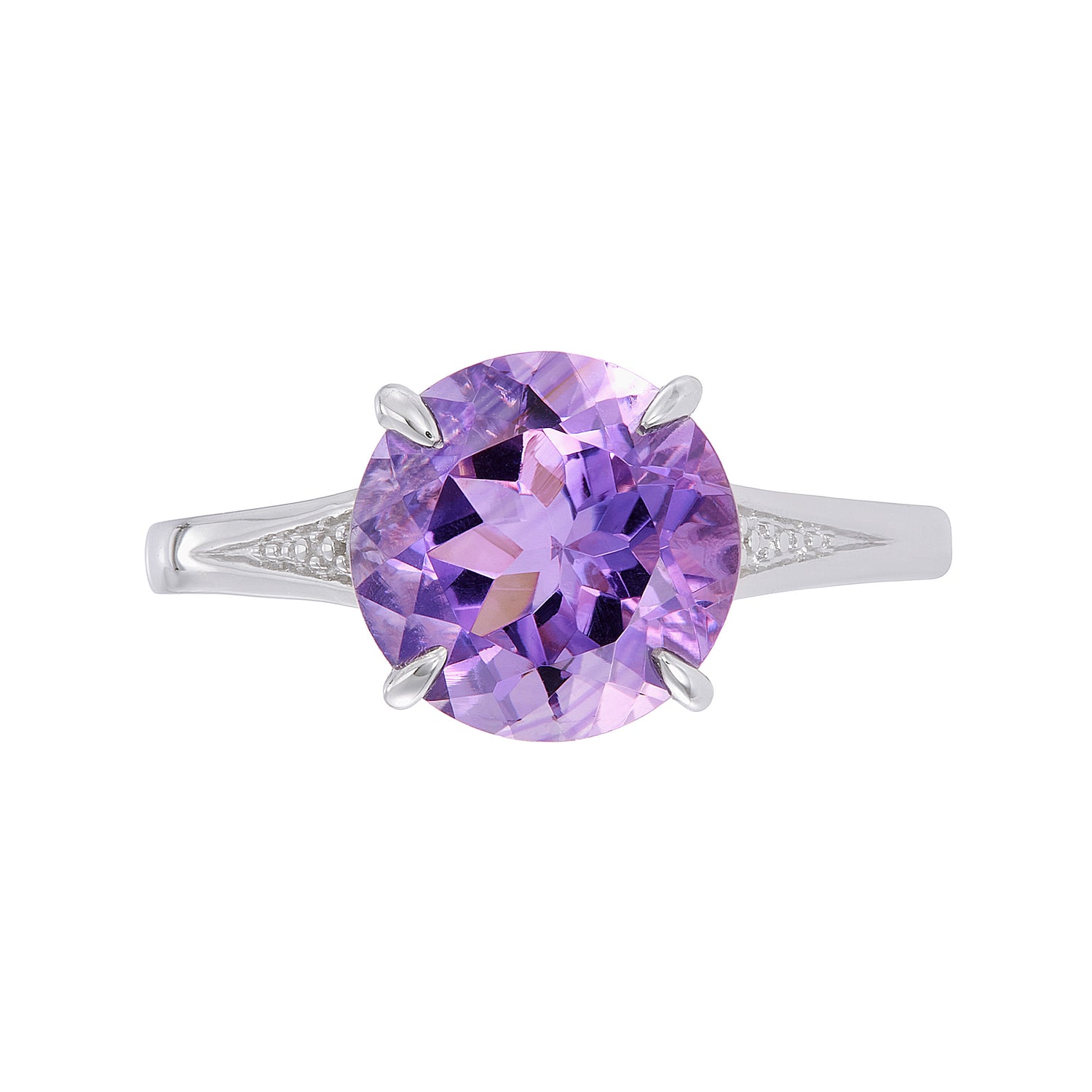 Round Purple Amethyst and Diamond Ring in 375/9K White Gold 24692(R)