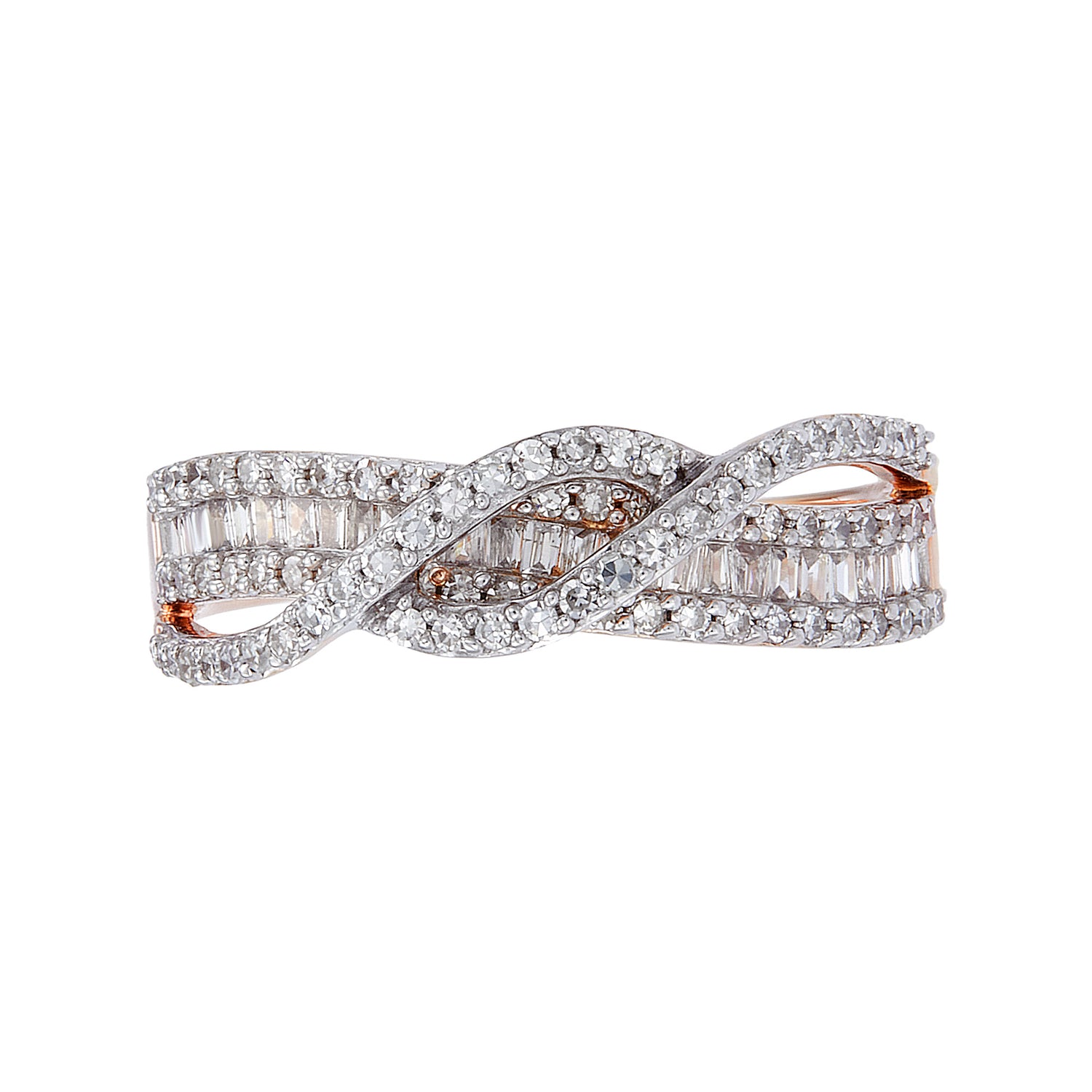 Baguette Cut and Diamond Ring in 375/9K Rose Gold 24830