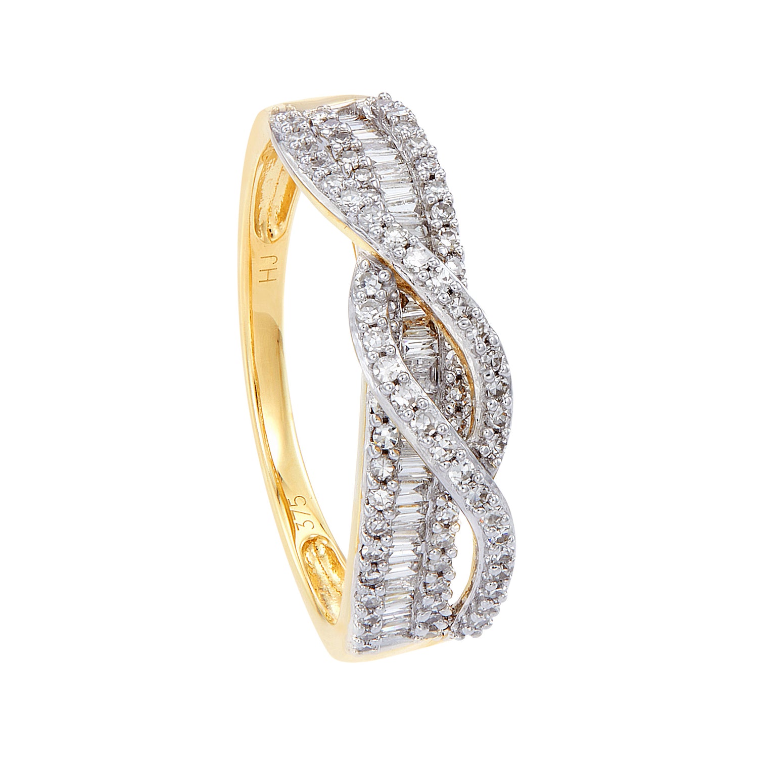 Baguette Cut Diamond Ring in 375/9K Yellow Gold 24830