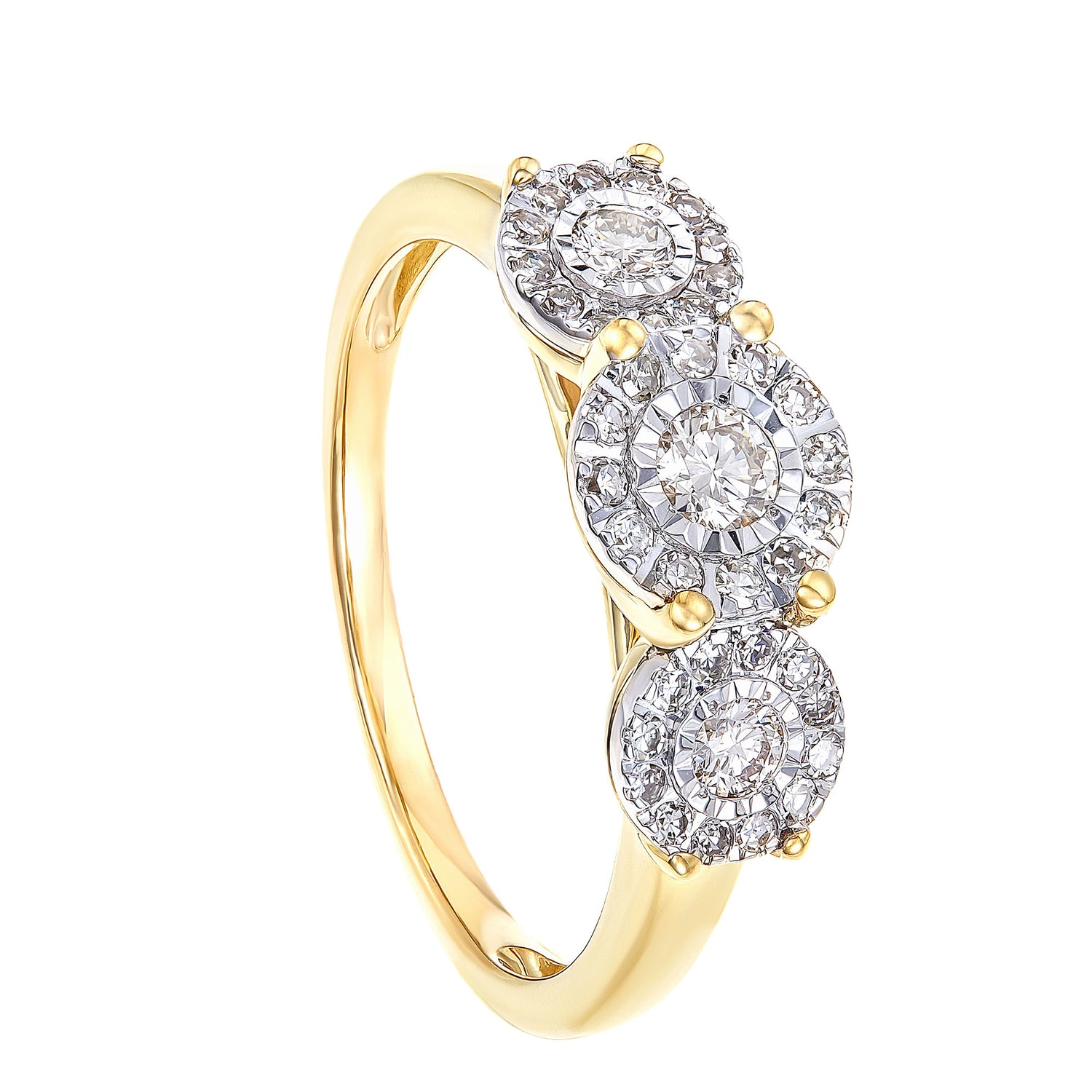 Illusion Set Round Diamond Ring in 375/9K Yellow Gold 24880