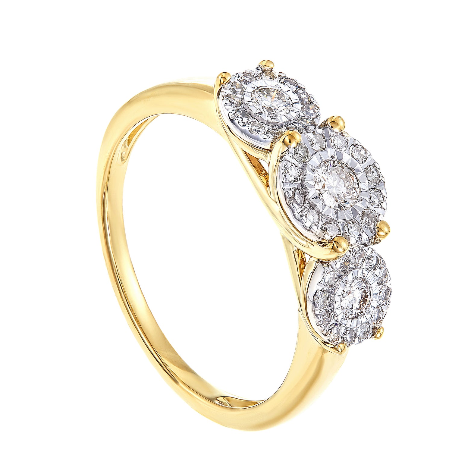 Illusion Set Round Diamond Ring in 375/9K Yellow Gold 24880