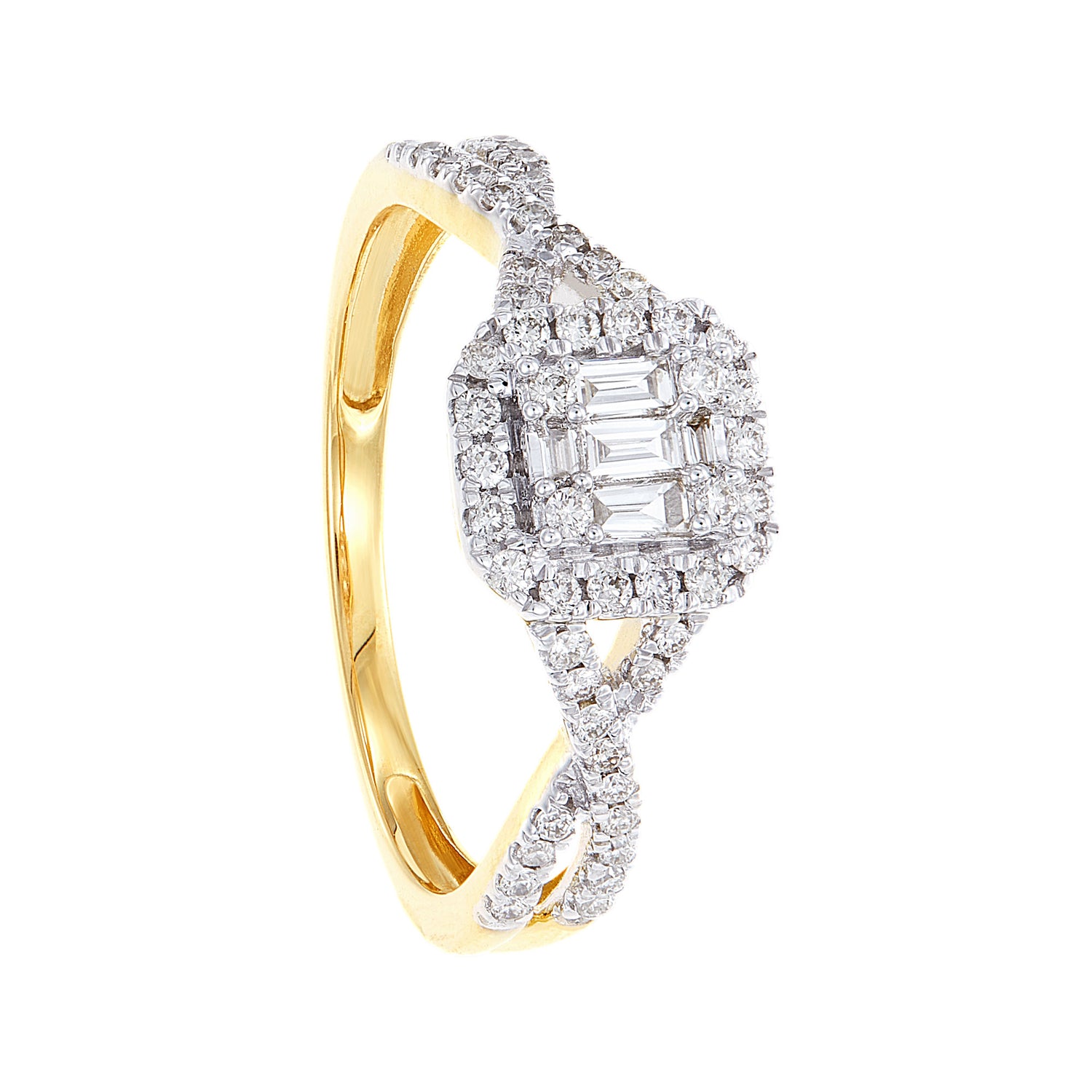 FIRE ON ICE | Baguette and Round Diamond Ring in 375/9K Yellow Gold 24946
