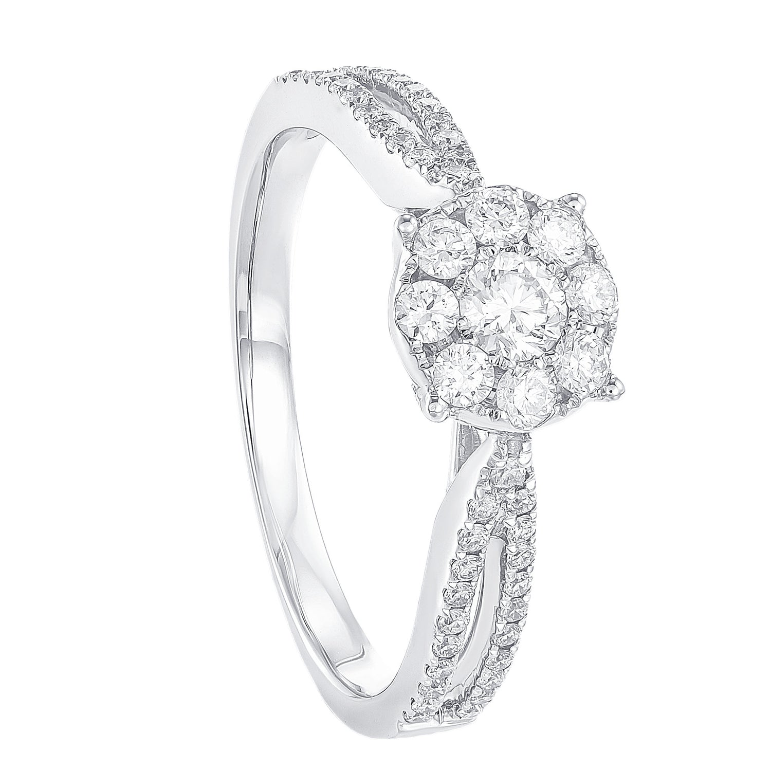 Round Diamond Ring in 750/18K White Gold 24247