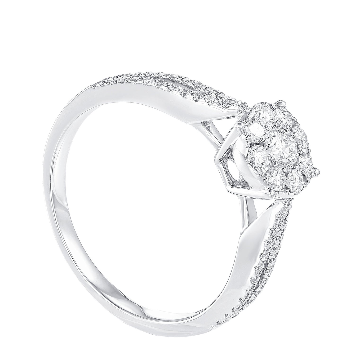 Round Diamond Ring in 750/18K White Gold 24247