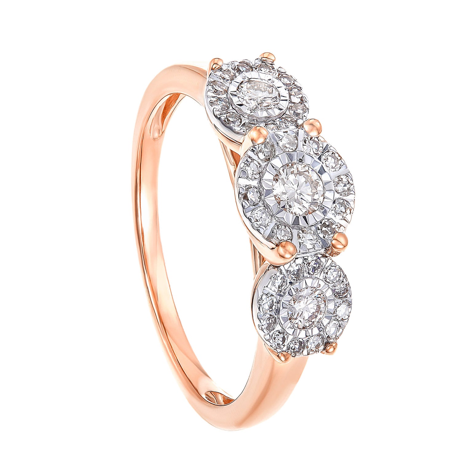 Illusion Set Round Diamond Ring in 375/9K Rose Gold 24880