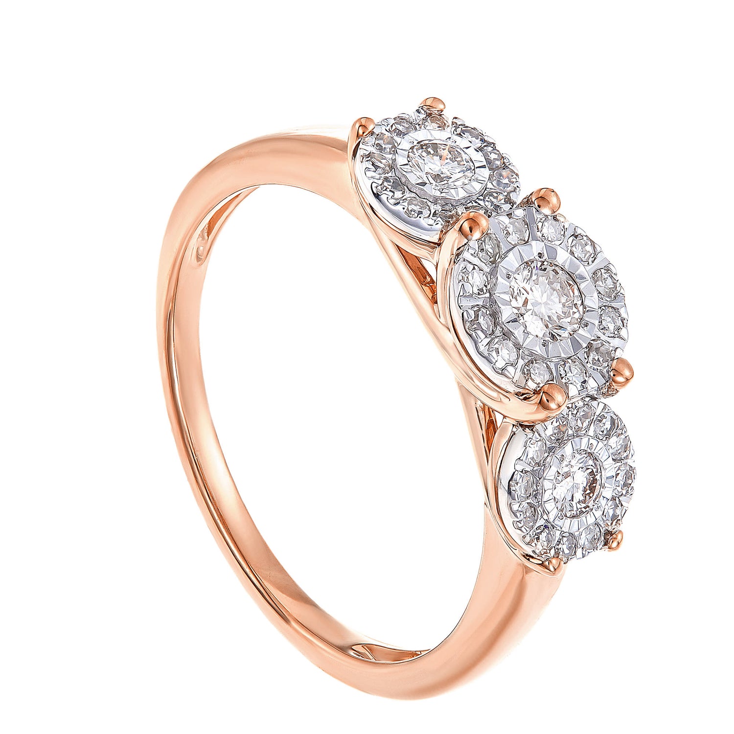 Illusion Set Round Diamond Ring in 375/9K Rose Gold 24880