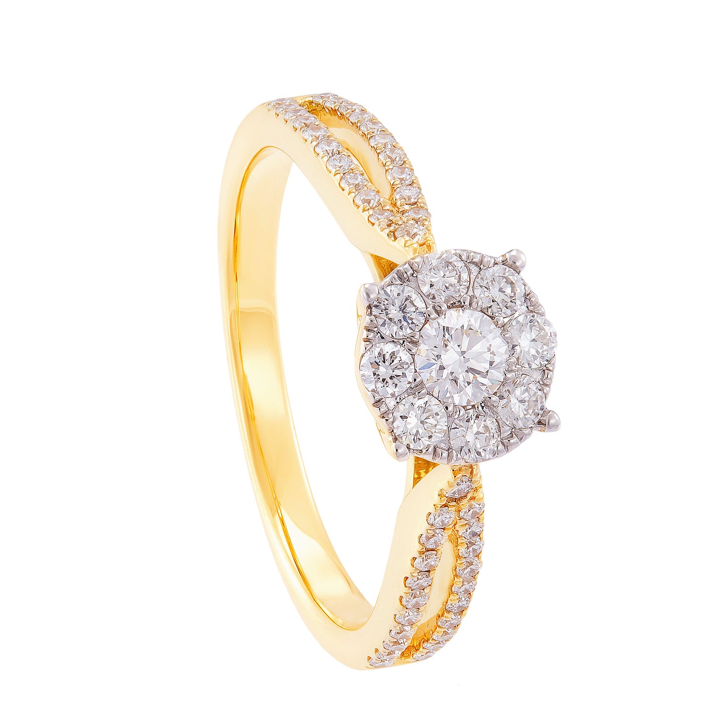 Round Diamond Ring in 750/18K Yellow Gold 24247