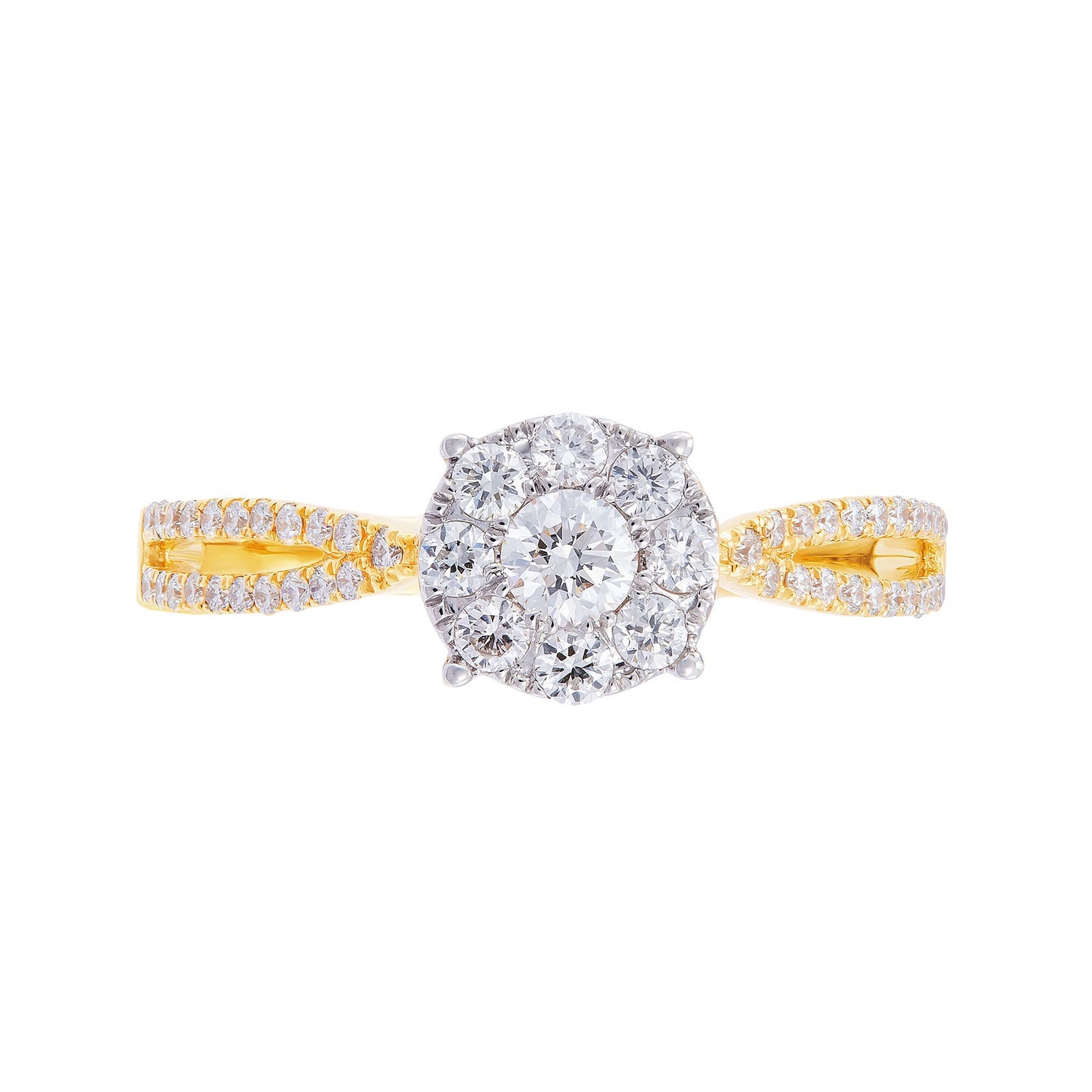 Round Diamond Ring in 750/18K Yellow Gold 24247