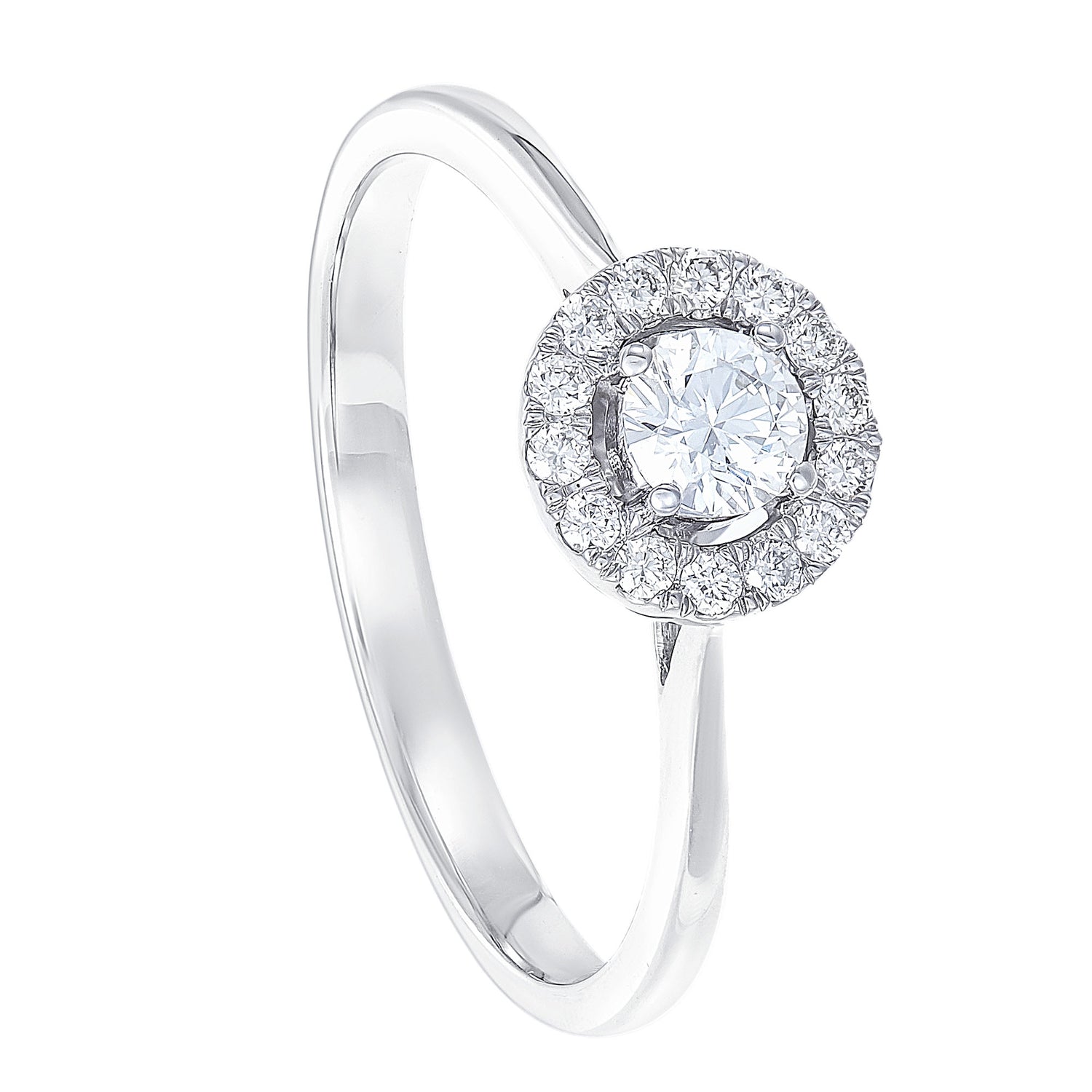 Round Cut Halo Diamond Ring in 750/18K White Gold 259271020