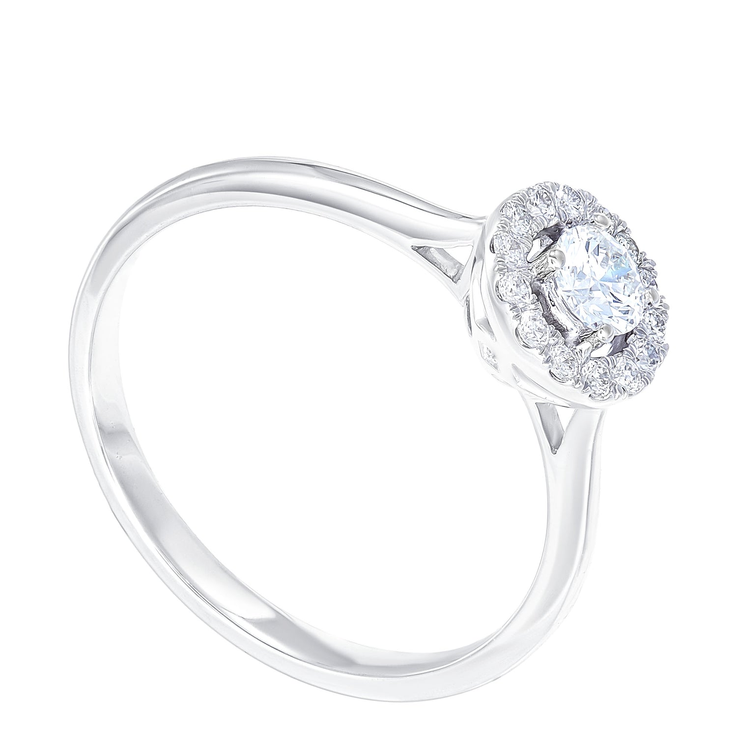 Round Cut Halo Diamond Ring in 750/18K White Gold 259271020