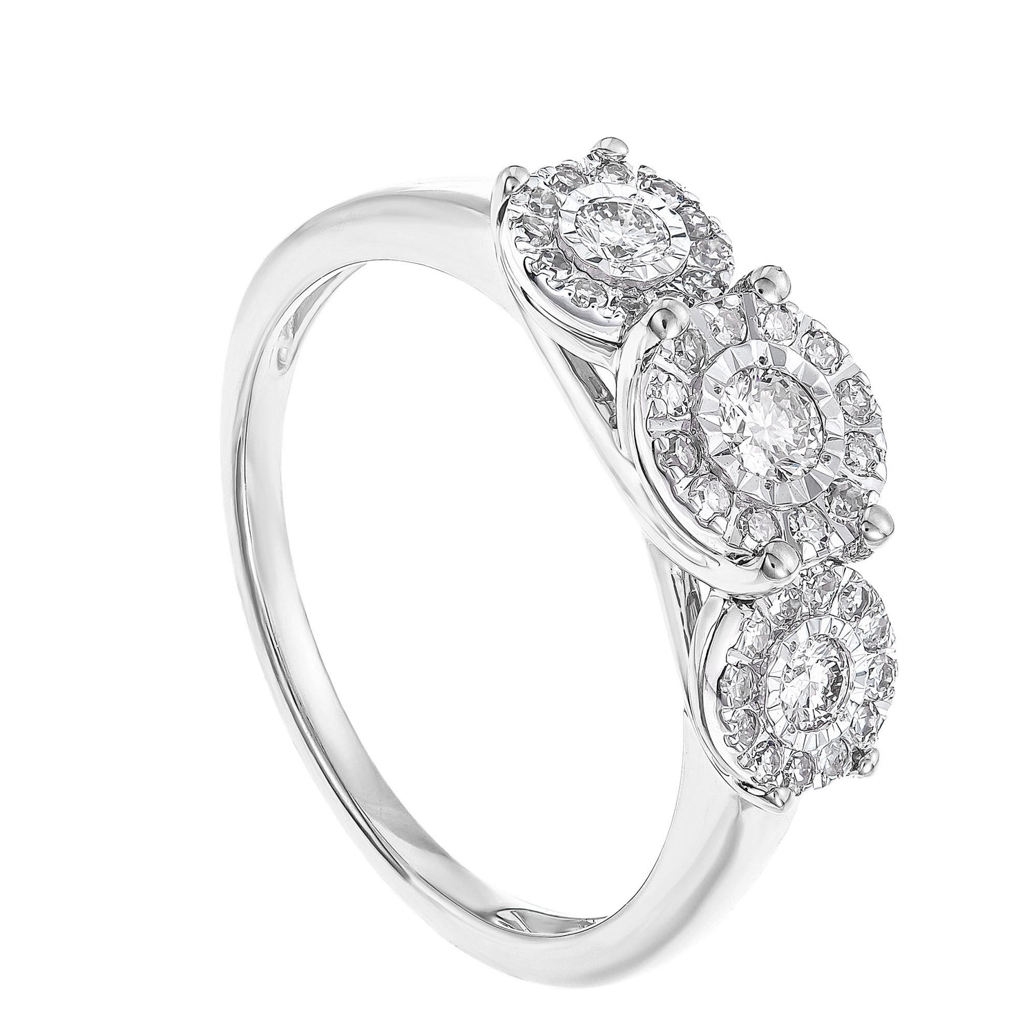 Illusion Set Round Diamond Ring in 375/9K White Gold 24880