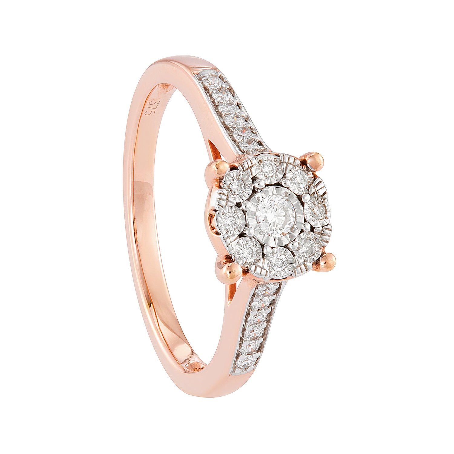 Diamond Ring in 375/9K Rose Gold 24616