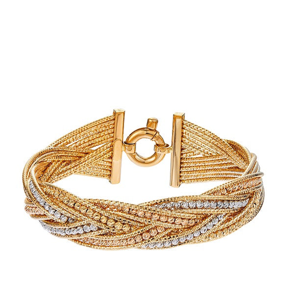 BASSANO | Oro Italia 916 White Yellow and Rose Gold Bangle GB8217-TI (22K Gold)
