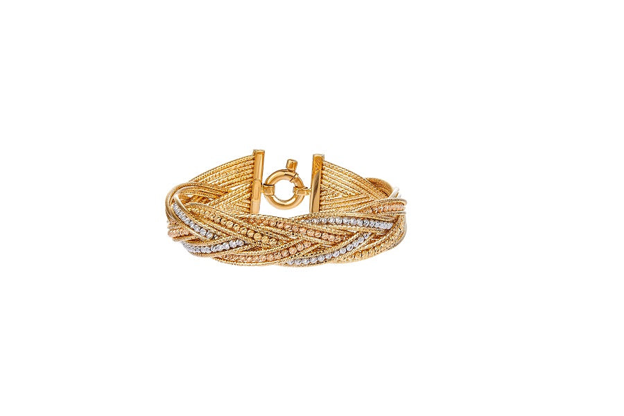 BASSANO | Oro Italia 916 White Yellow and Rose Gold Bangle GB8217-TI (22K Gold)